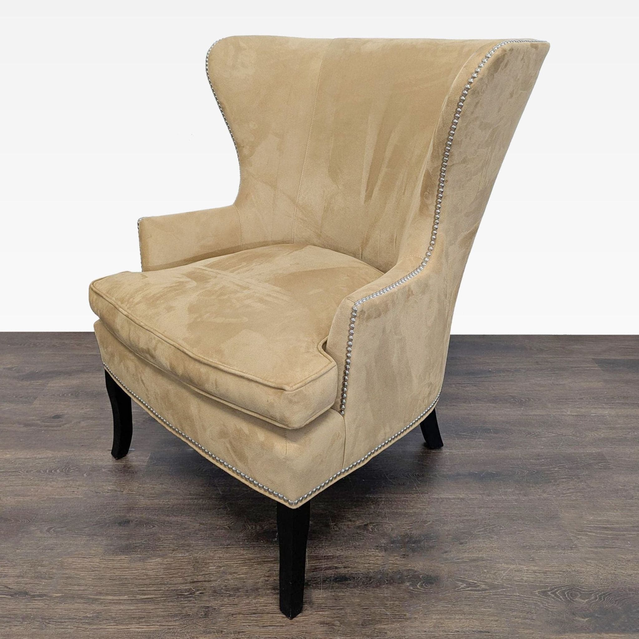 Williams Sonoma Home Tan Lounge Chair with Nailhead Trim - Thumbnail 9
