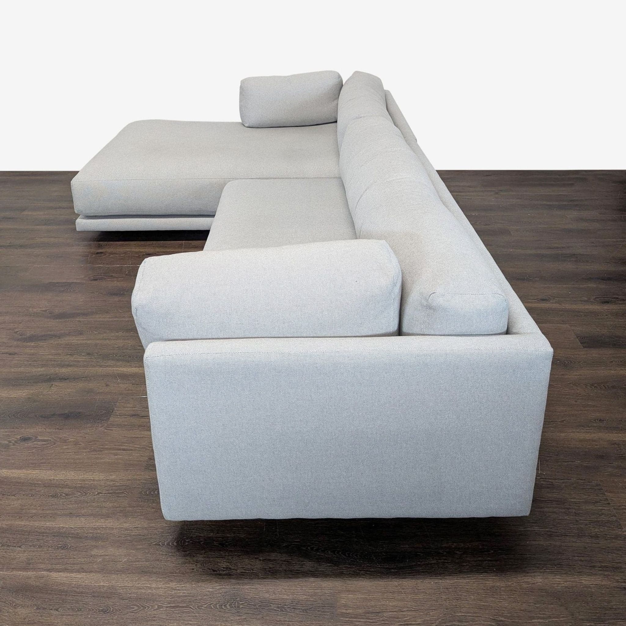 Blu Dot Sunday Modern Light Gray Sectional Sofa with Chaise - Thumbnail 6