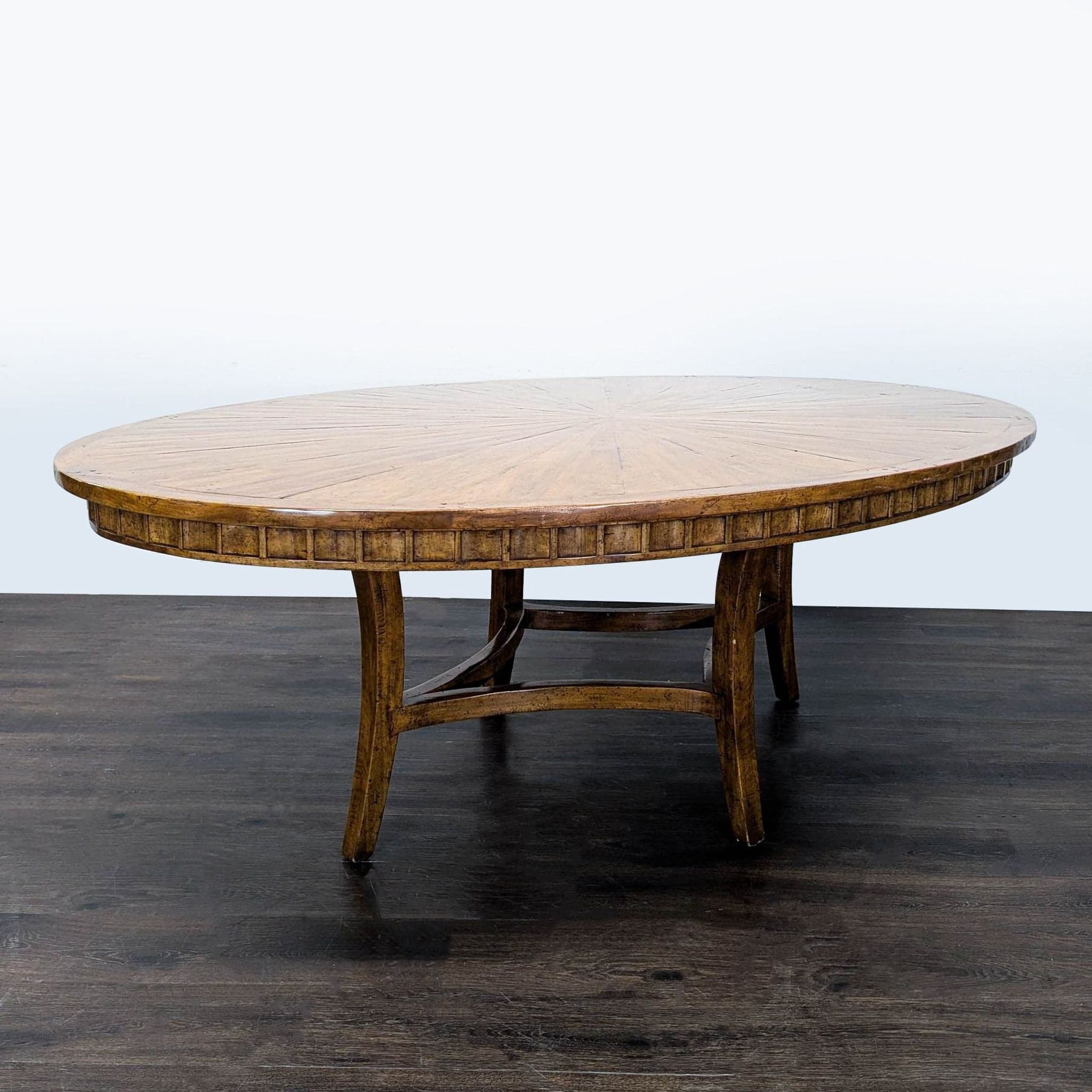 Sunburst Top Wood Dining Table - Thumbnail 2