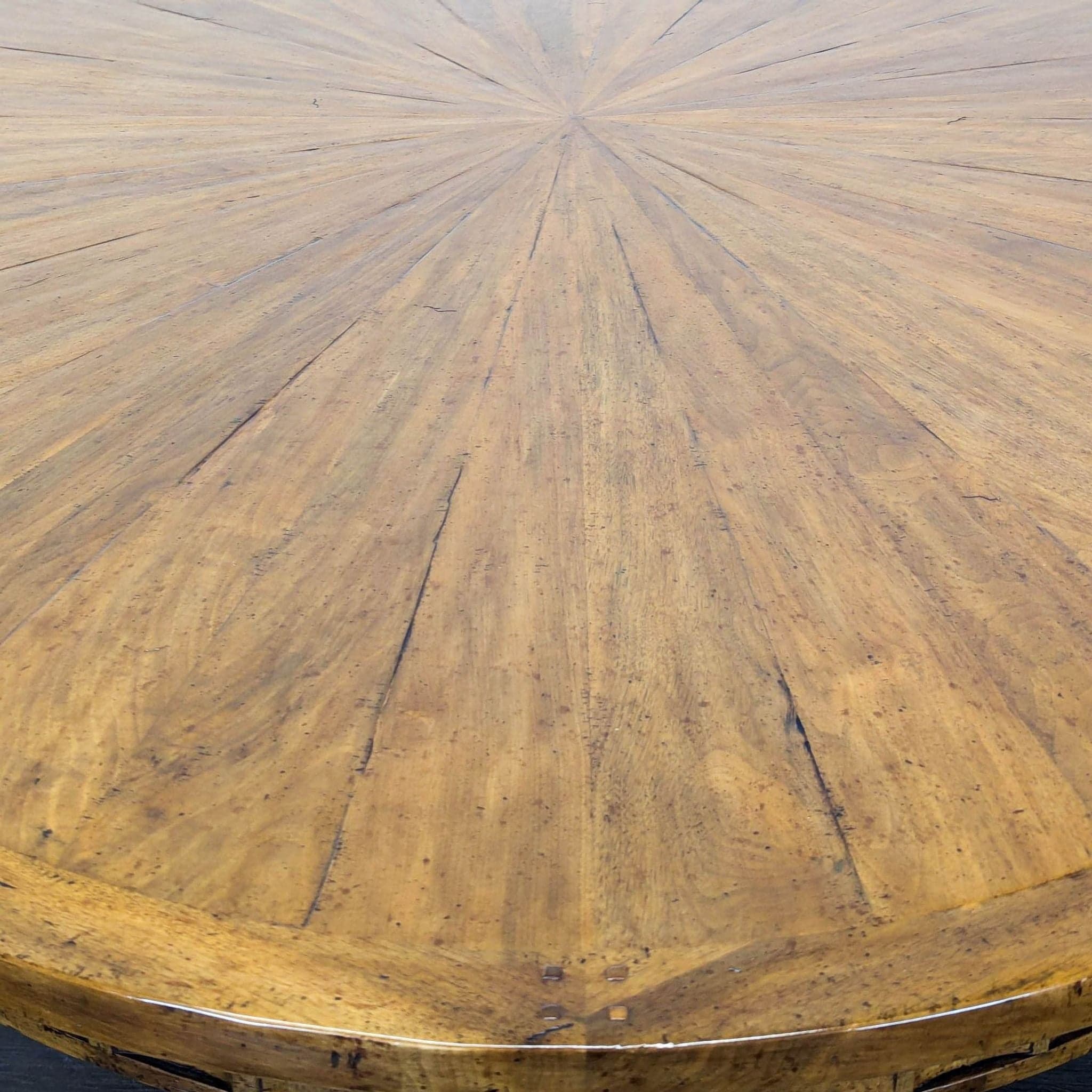 Sunburst Top Wood Dining Table - Thumbnail 4