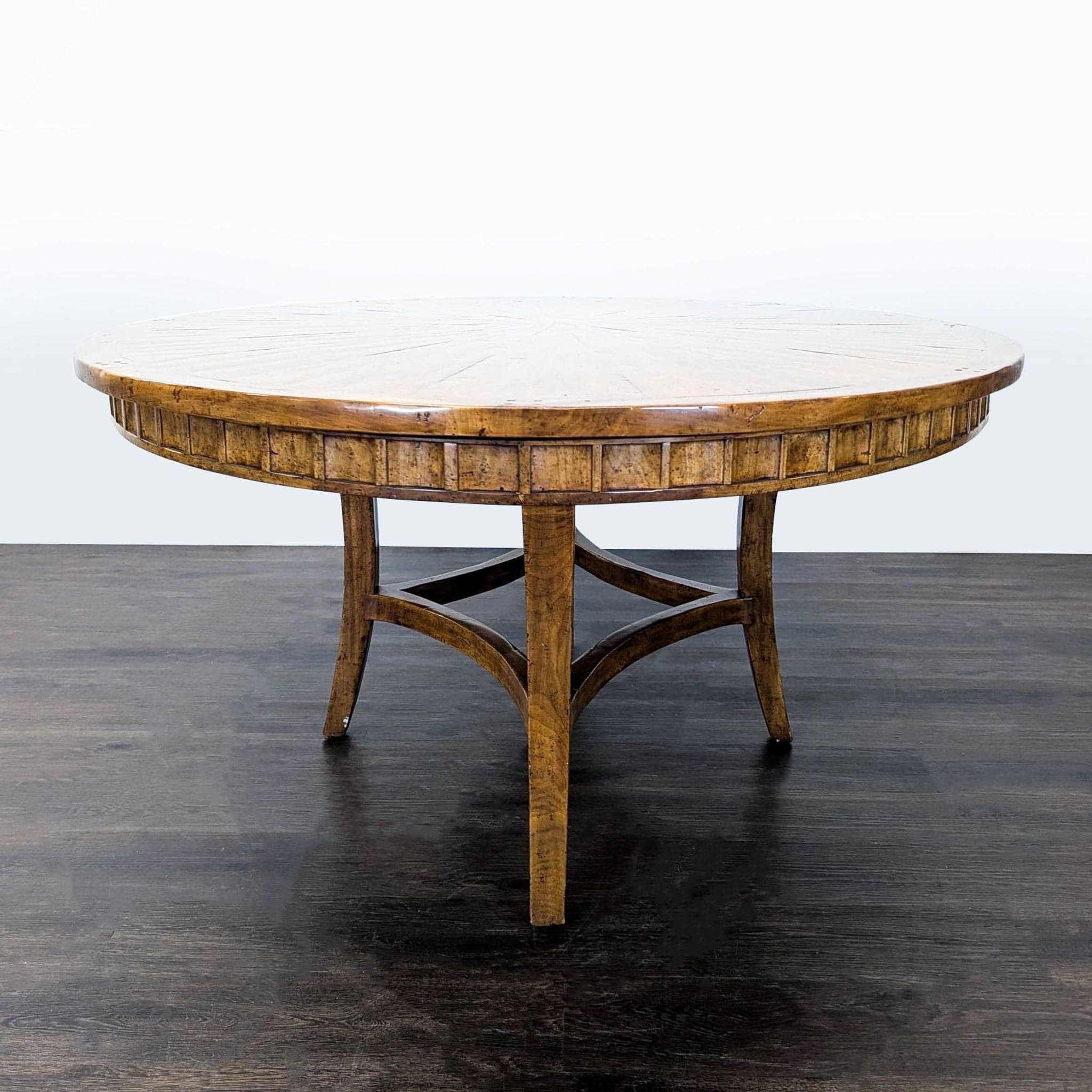 Sunburst Top Wood Dining Table - Thumbnail 3