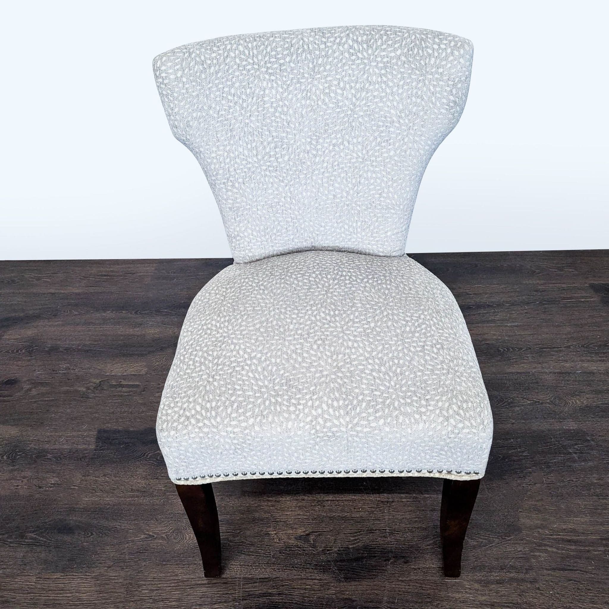 Modern Lounge Chair with Light Patterned Fabric and Dark Wood Legs - Thumbnail 6