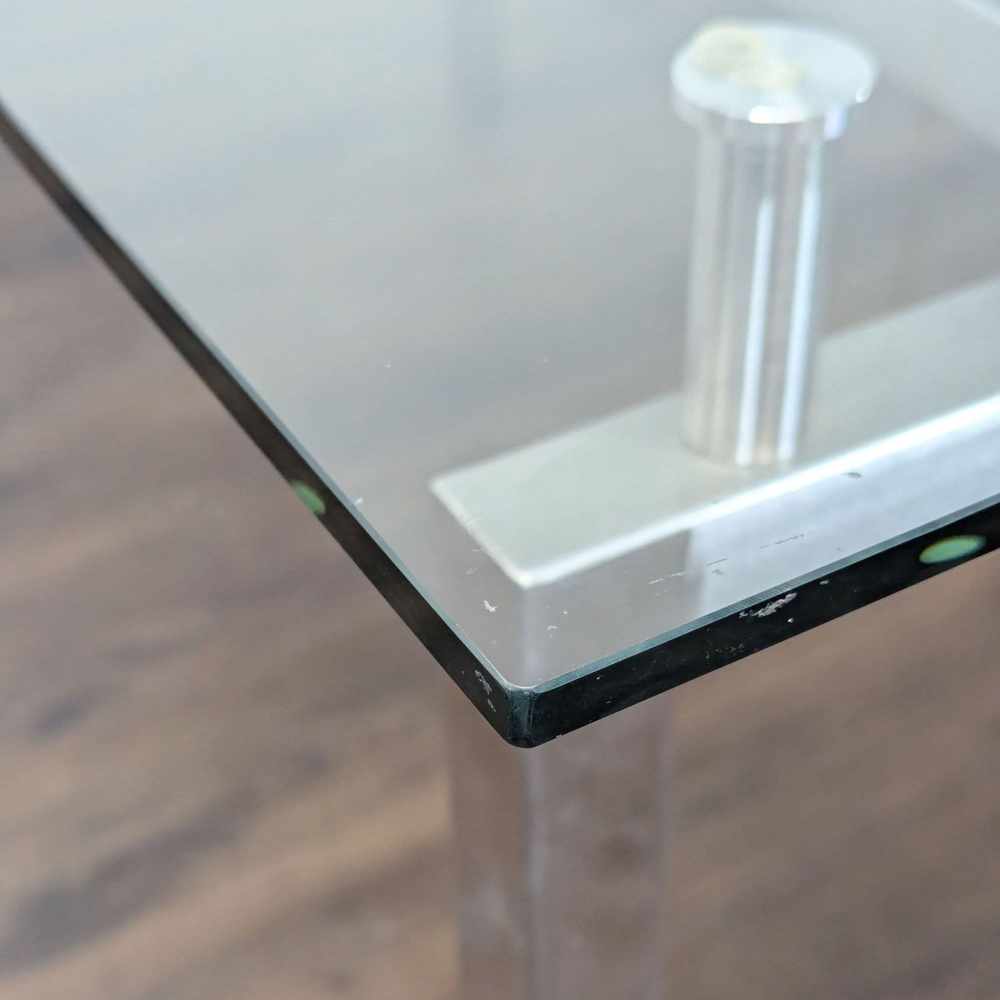 Glass Top Dining Table with Center Wood Beam - Thumbnail 6