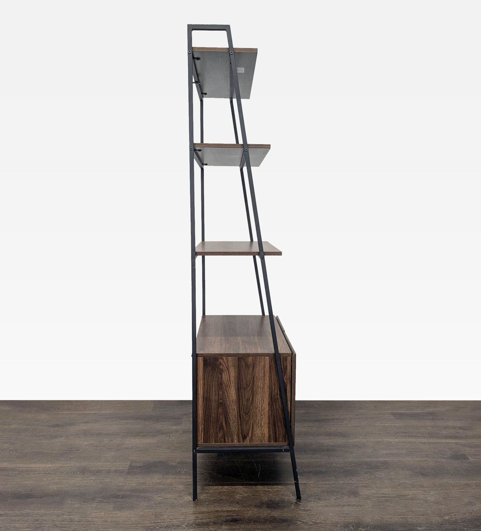 Walker Edison Industrial Ladder Bookshelf with Drawer Storage - Thumbnail 3
