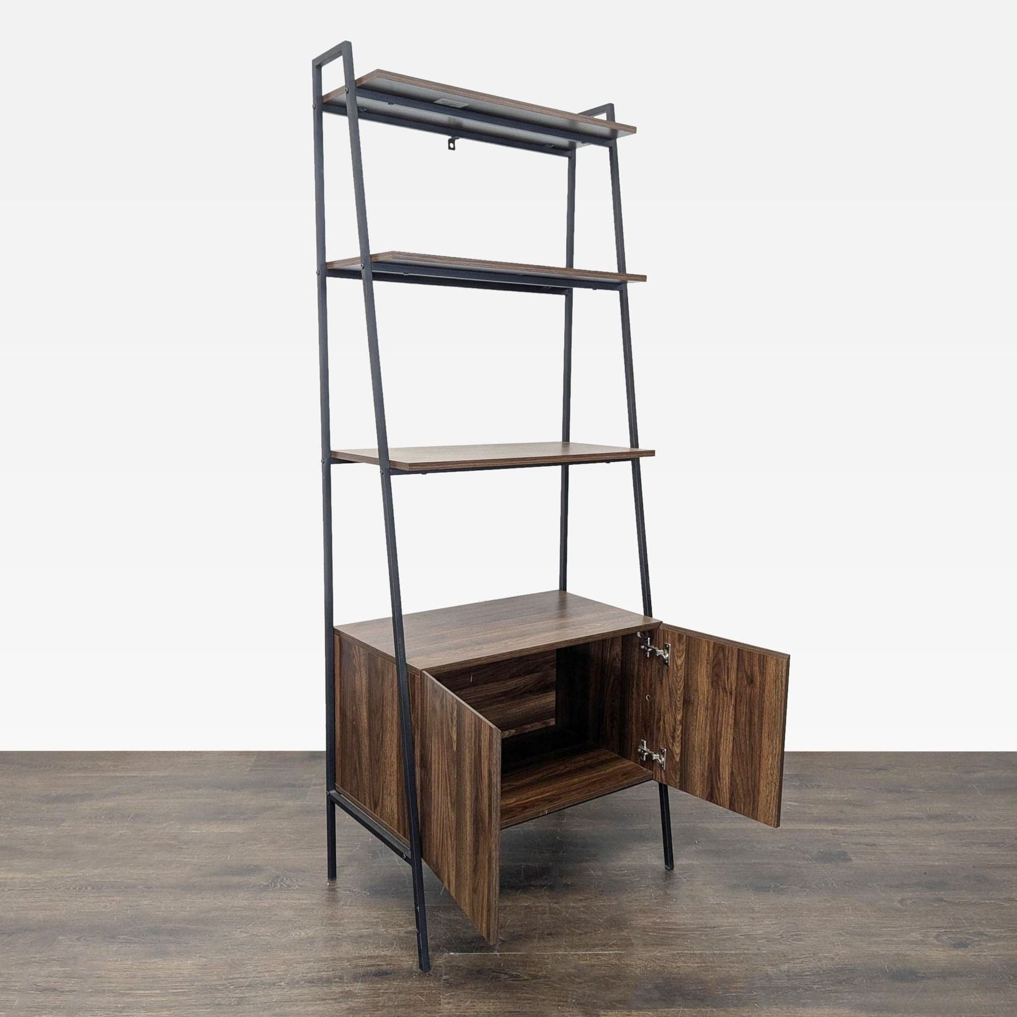 Walker Edison Industrial Ladder Bookshelf with Drawer Storage - Thumbnail 7
