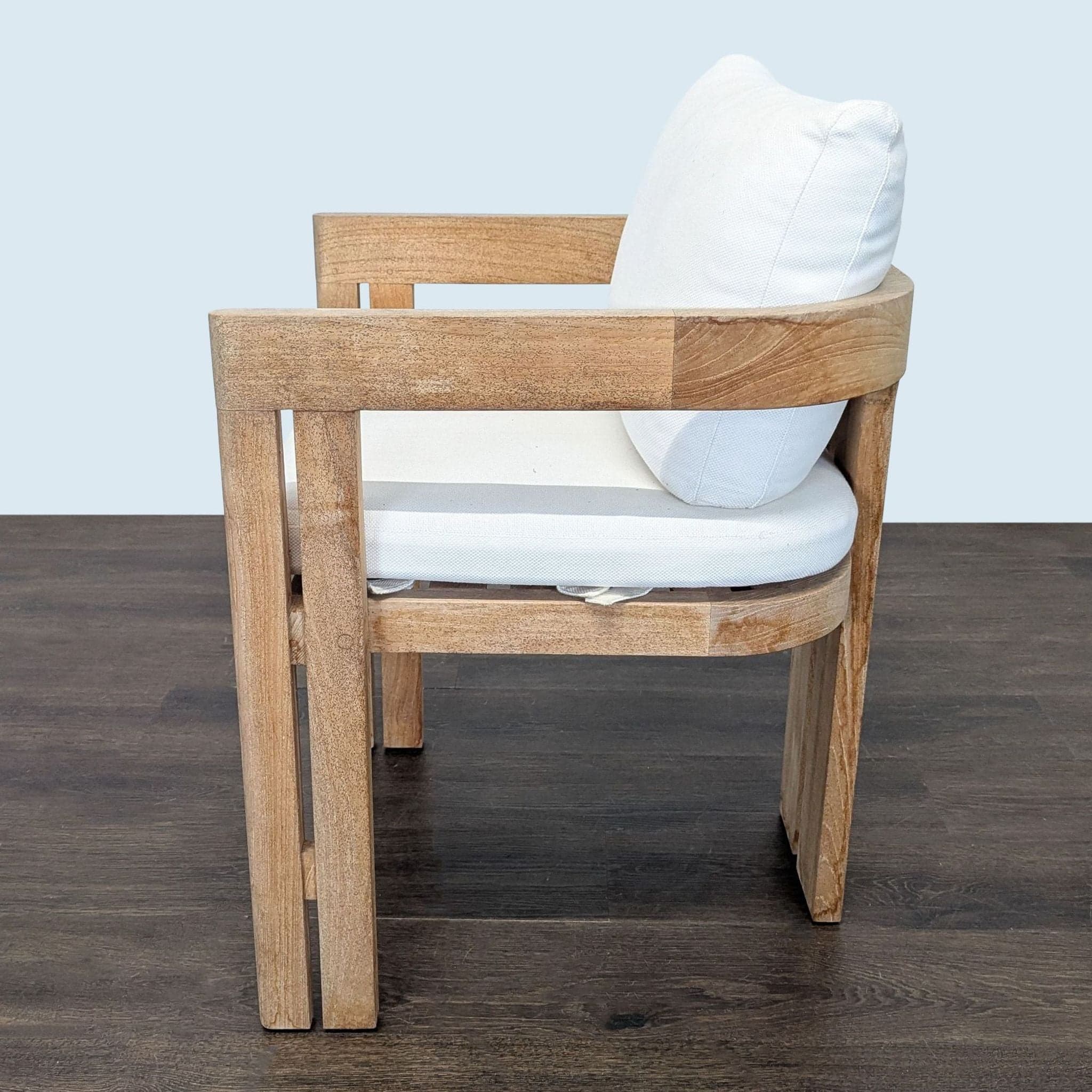 Restoration Hardware Matira Teak Armchair with White Cushions - Thumbnail 3