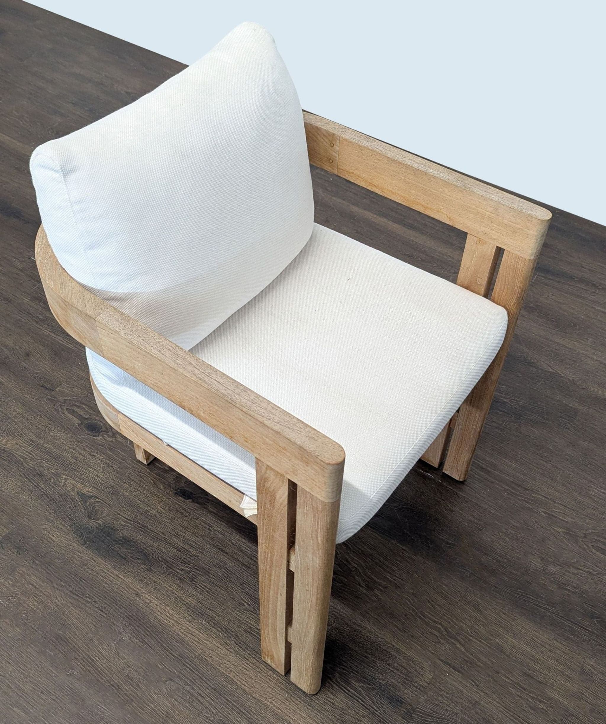 Restoration Hardware Matira Teak Armchair with White Cushions - Thumbnail 7