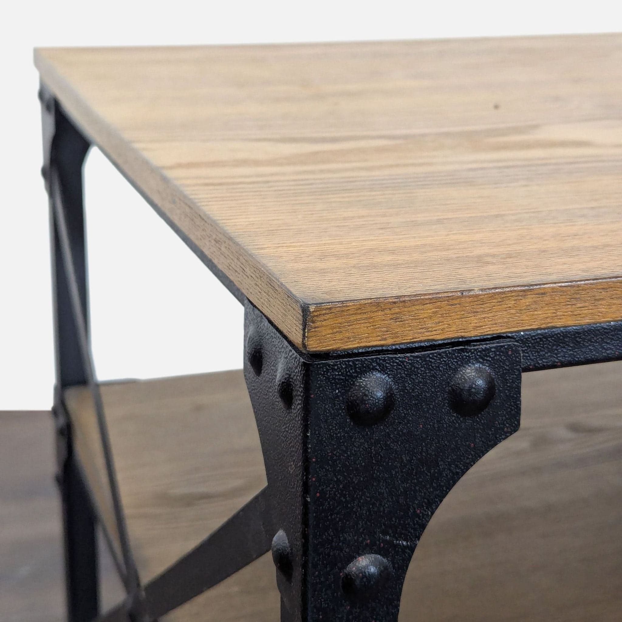 Metal & Wood Industrial Style End Table - Thumbnail 5