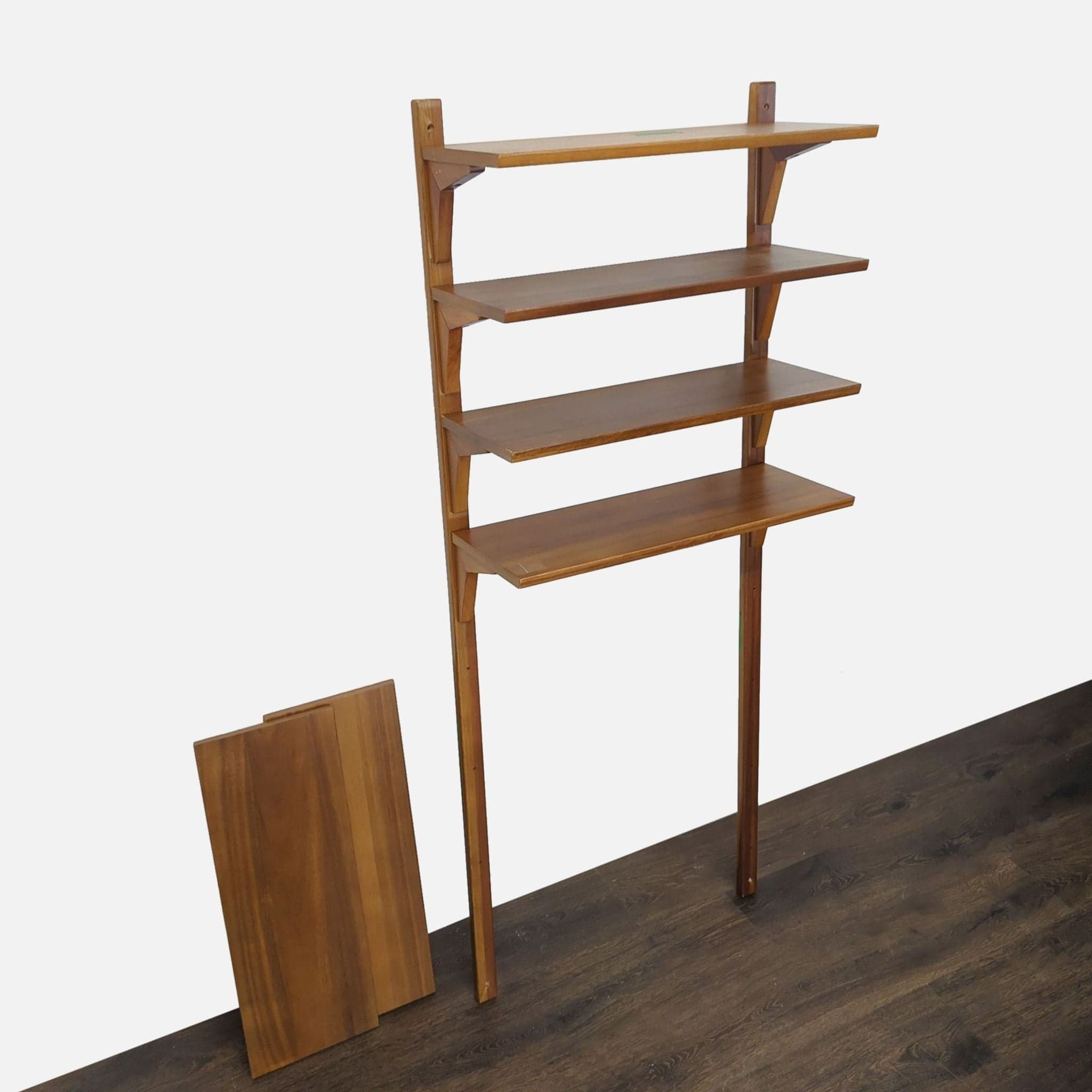 West Elm Wooden Bookshelf with 4 Shelves – Modern Wall Unit - Thumbnail 2