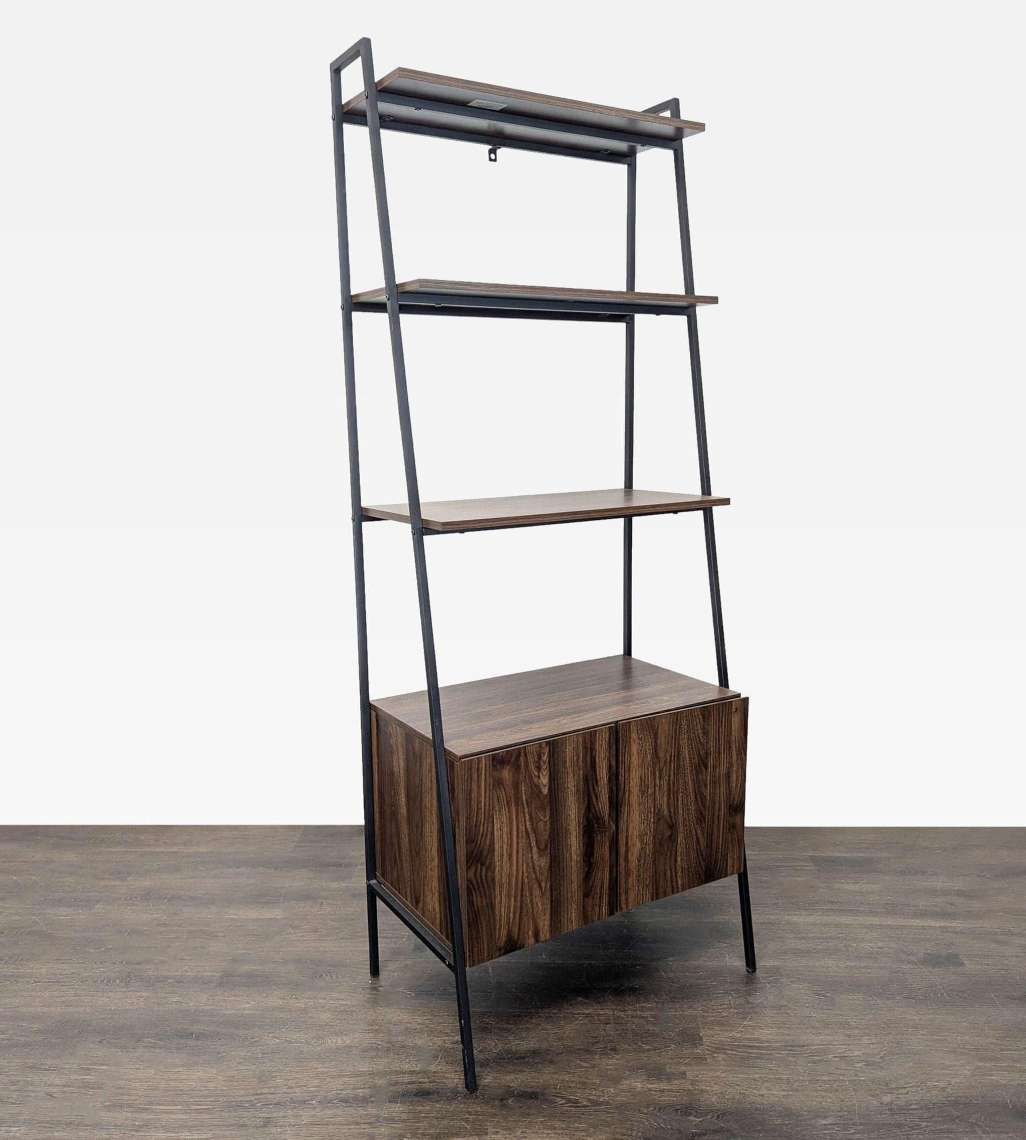 Walker Edison Industrial Ladder Bookshelf with Drawer Storage - Thumbnail 8