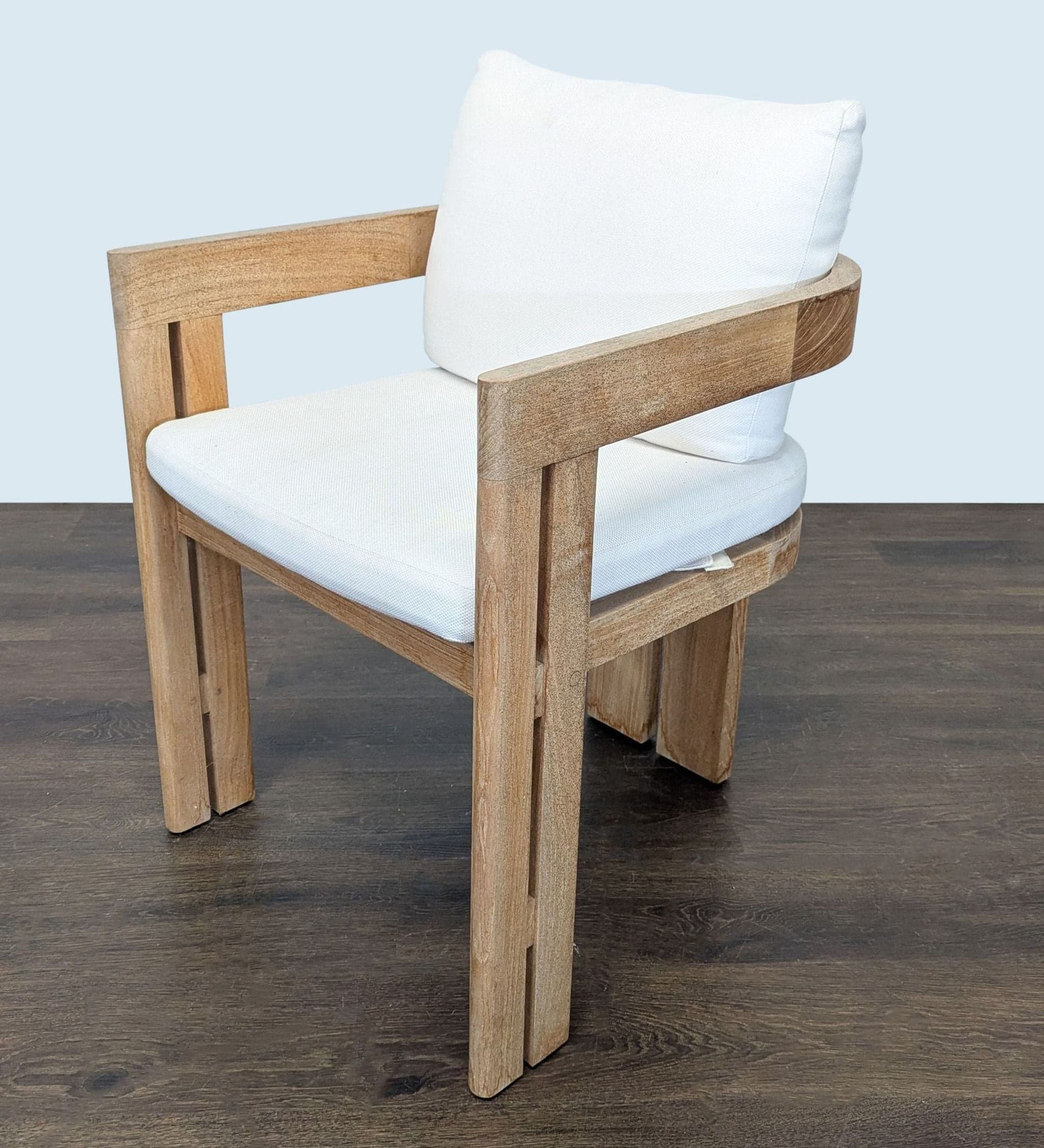 Restoration Hardware Matira Teak Armchair with White Cushions - Thumbnail 11