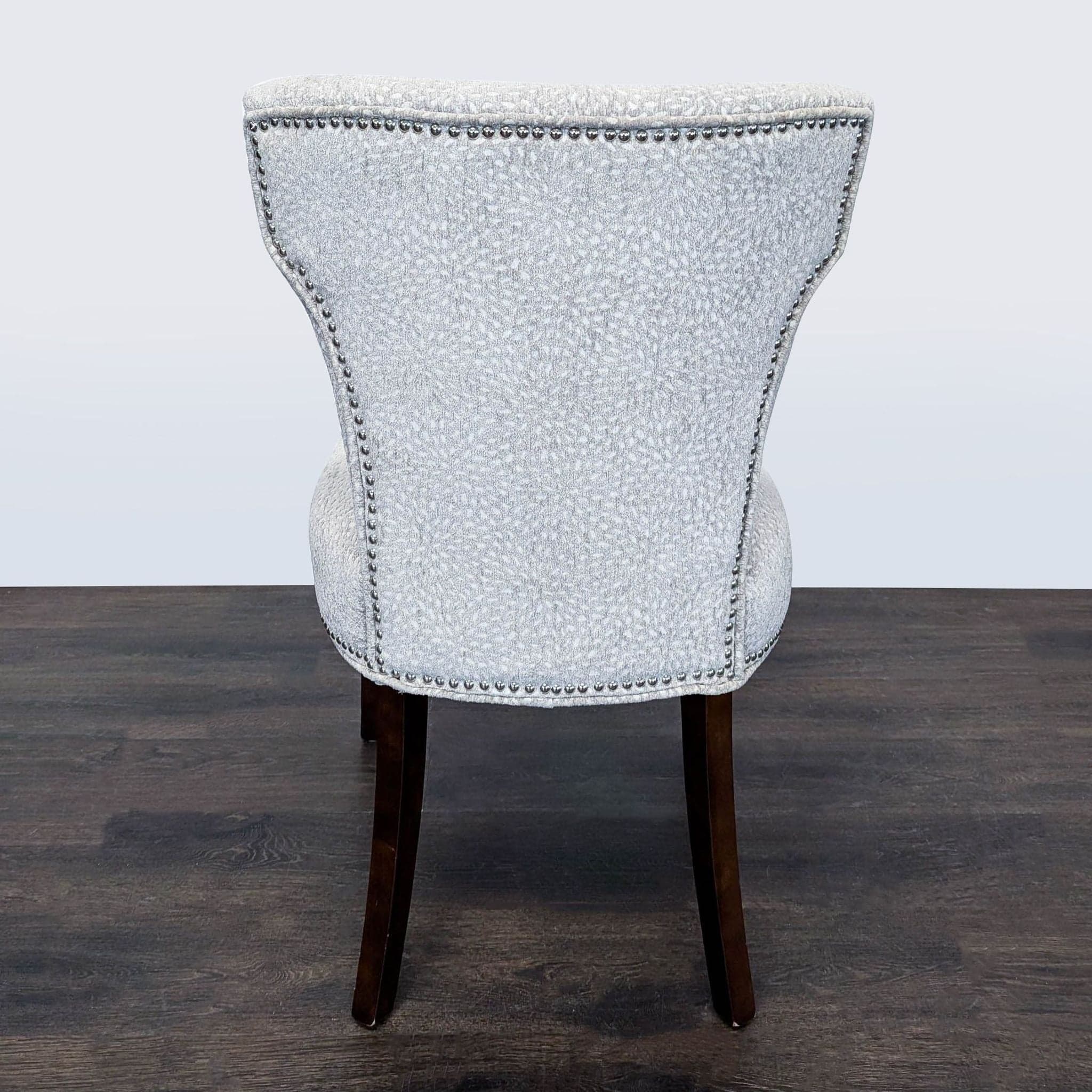 Modern Lounge Chair with Light Patterned Fabric and Dark Wood Legs - Thumbnail 5