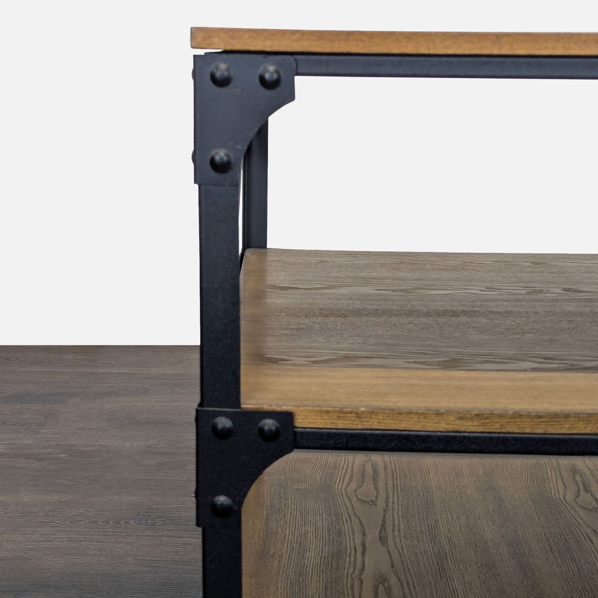 Metal & Wood Industrial Style End Table - Thumbnail 3