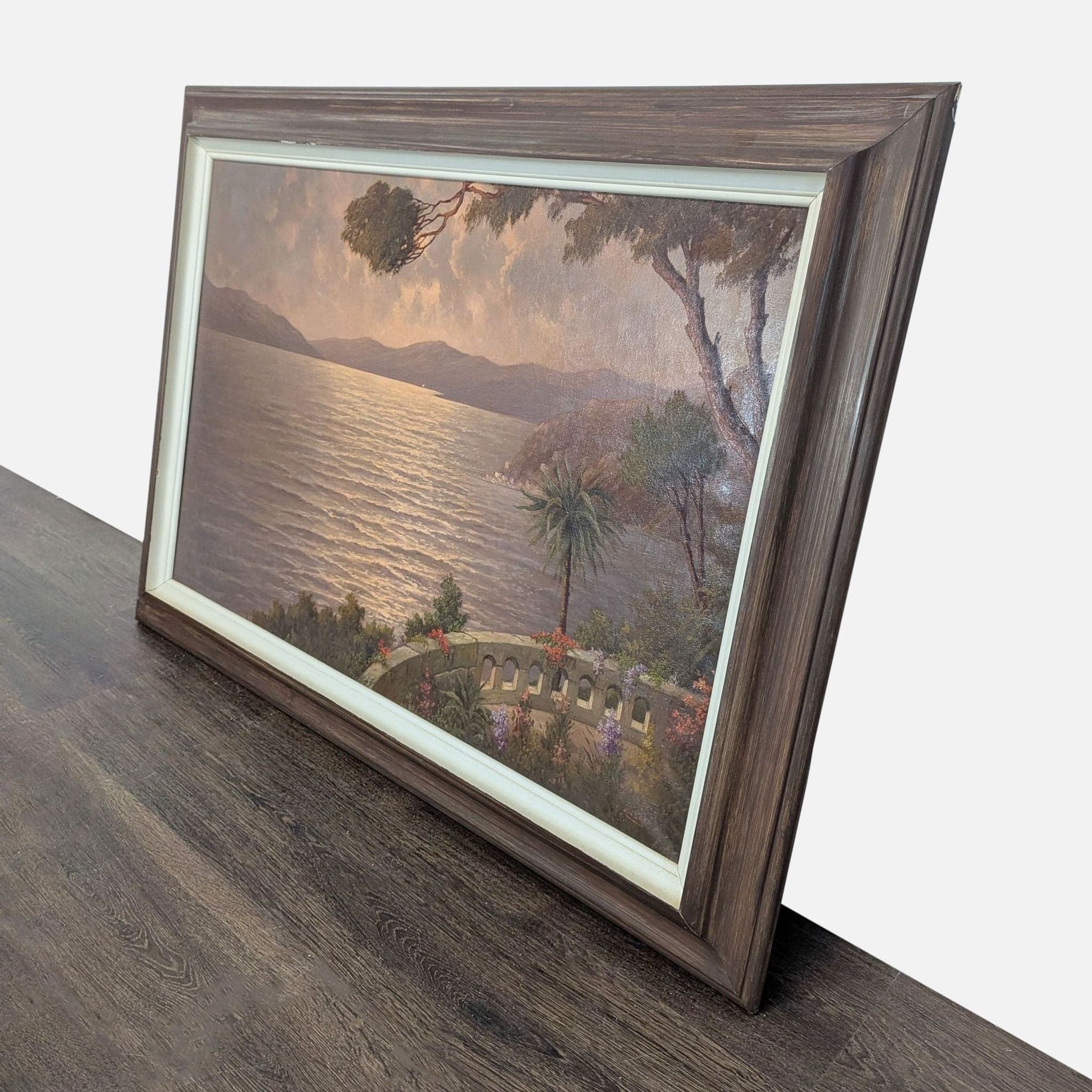 Vintage Mediterranean Coastal Sunset Oil Painting Signed J. Andre - Thumbnail 4