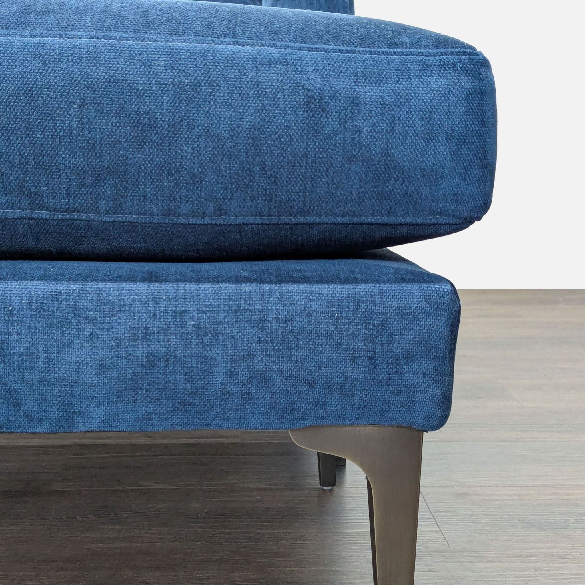 West Elm Blue Sectional Sofa with Right Chaise - Thumbnail 5