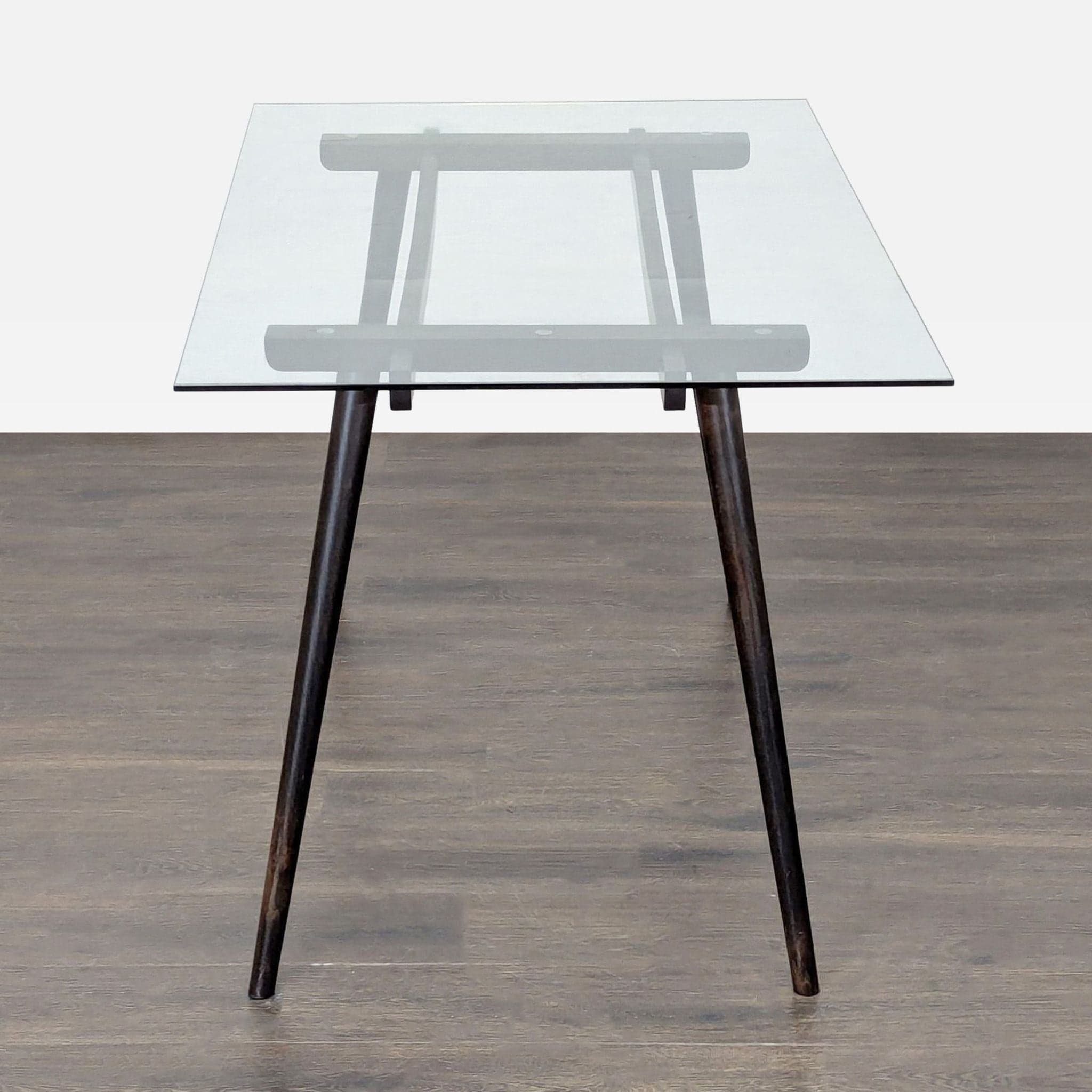 Glass Top Dining Table on Wood Base - Thumbnail 6