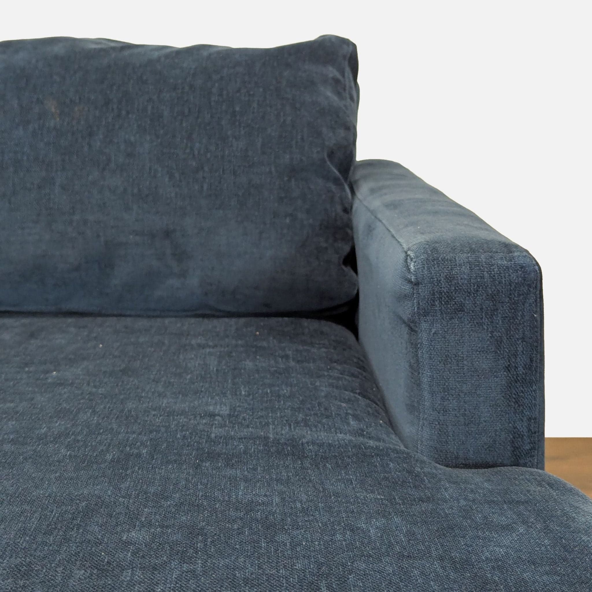 West Elm Blue Sectional Sofa with Right Chaise - Thumbnail 4