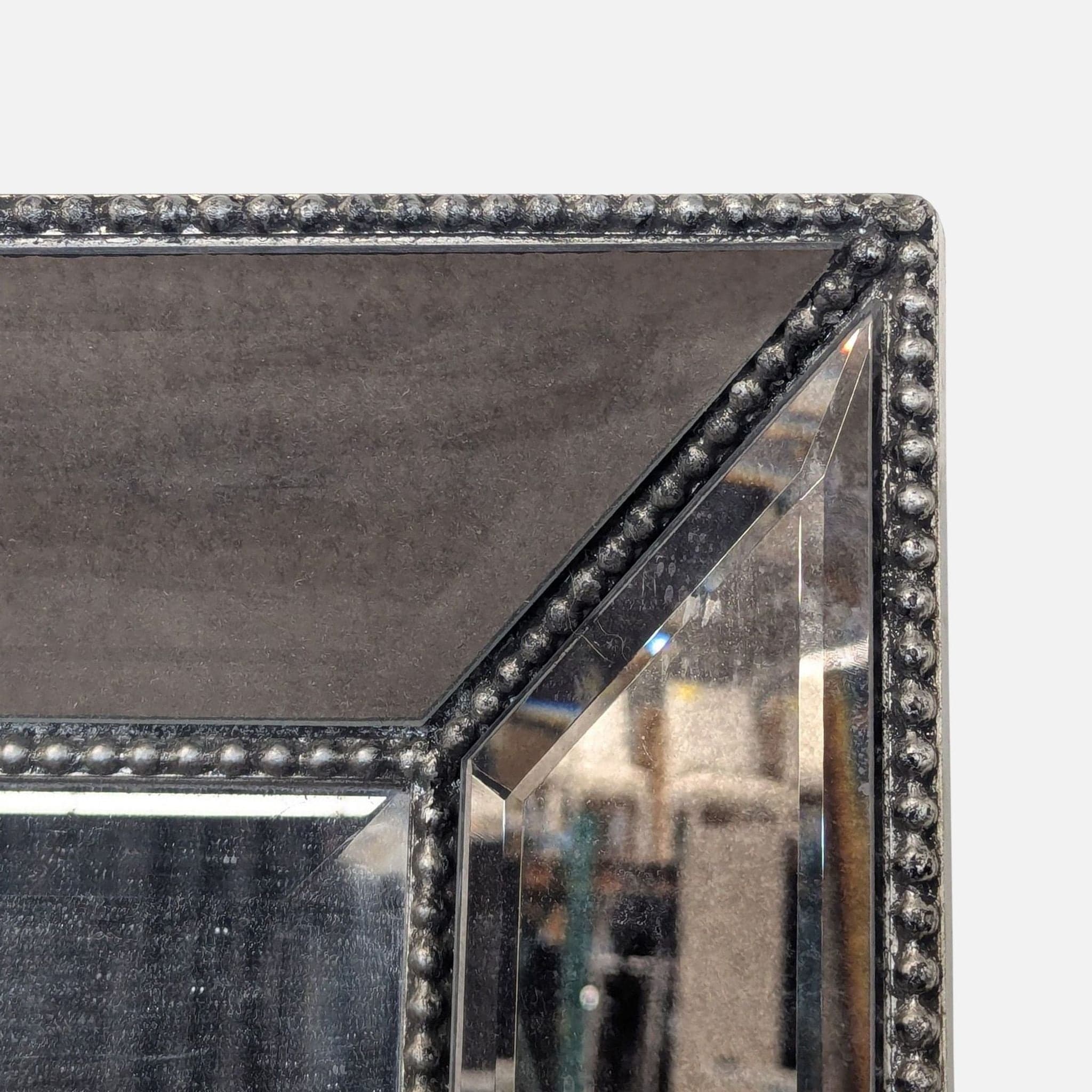 Floor Mirror with Beveled Glass Frame and Beading Trim - Thumbnail 3