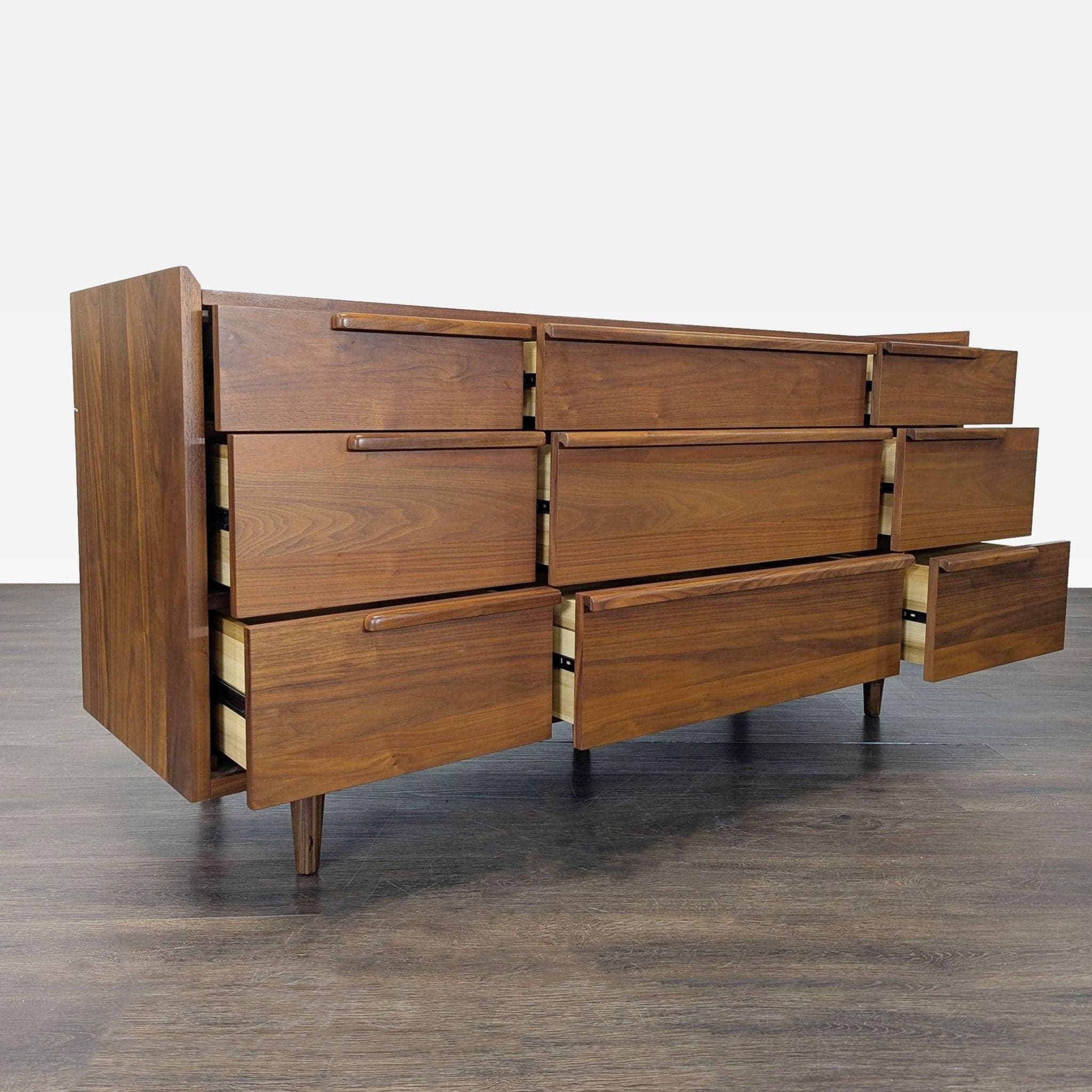 Crate & Barrel Tate Mid-Century Modern 9-Drawer Dresser in Walnut Finish - Thumbnail 2