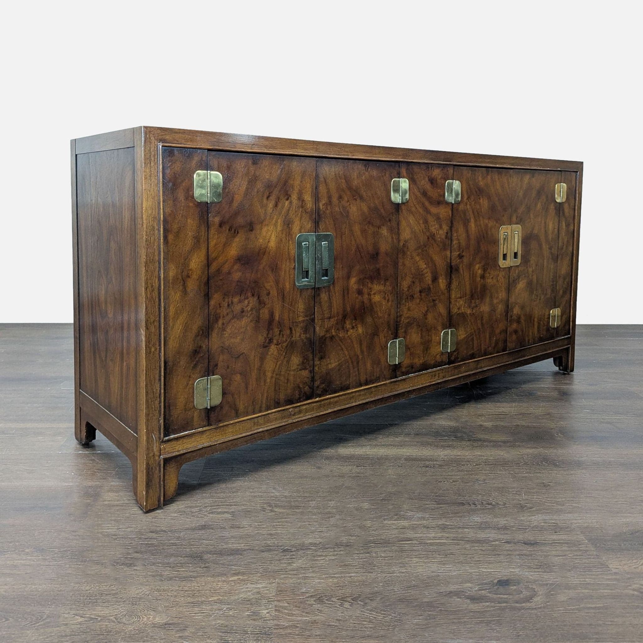 Drexel Heritage Dynasty Burl Walnut Asian-Inspired Credenza - Thumbnail 4
