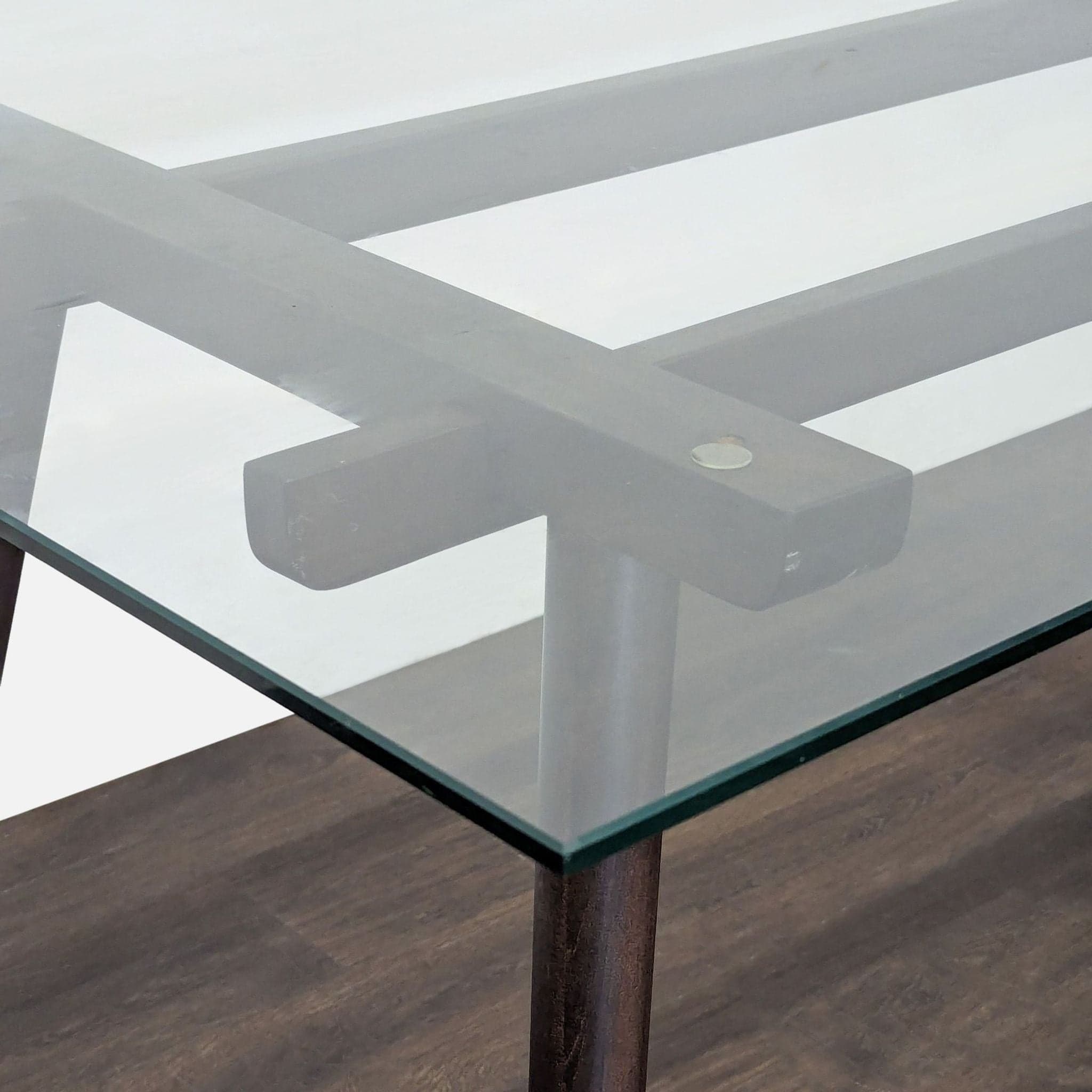 Glass Top Dining Table on Wood Base - Thumbnail 5