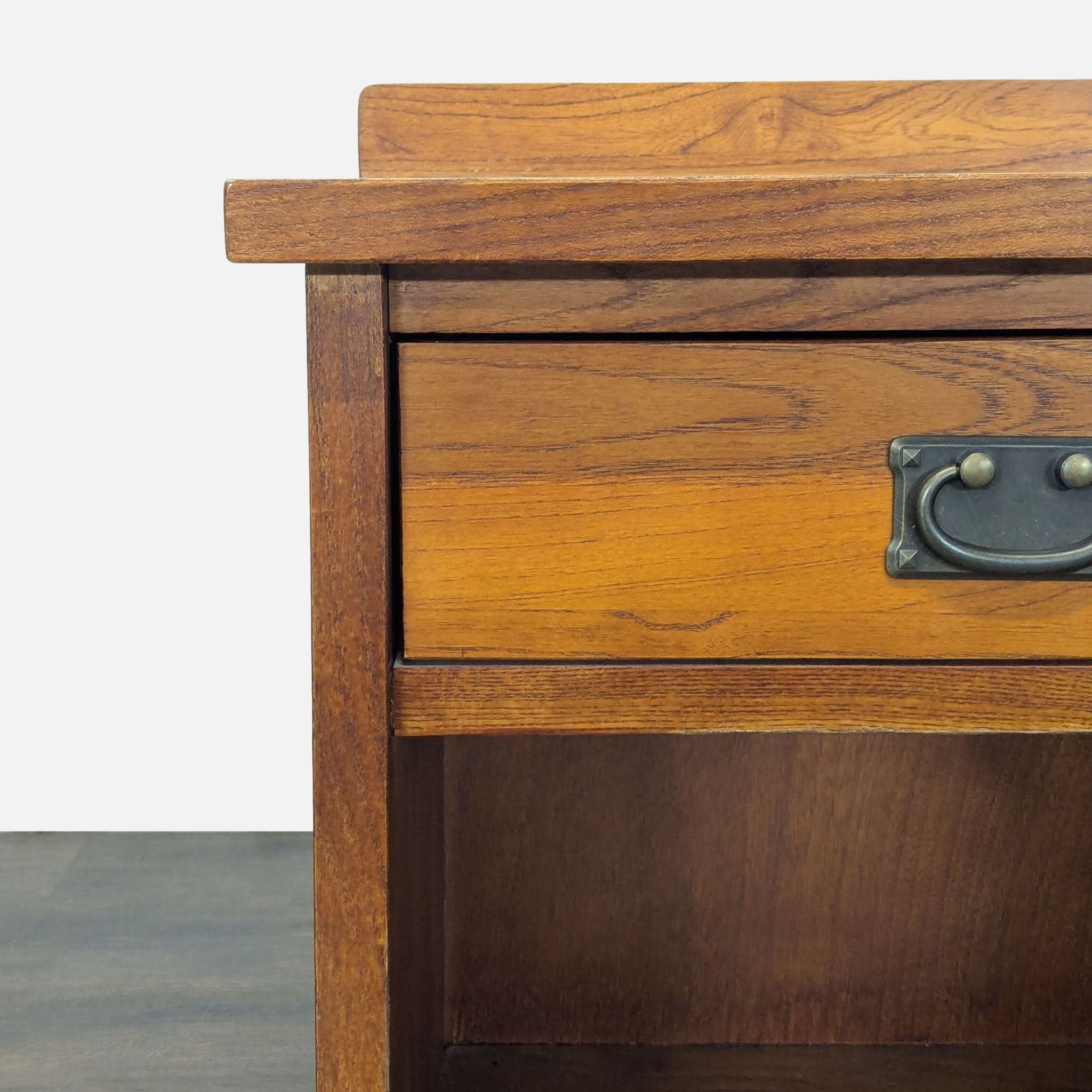Craftsman Style One Drawer Wood Nightstand with Open Shelf - Thumbnail 4