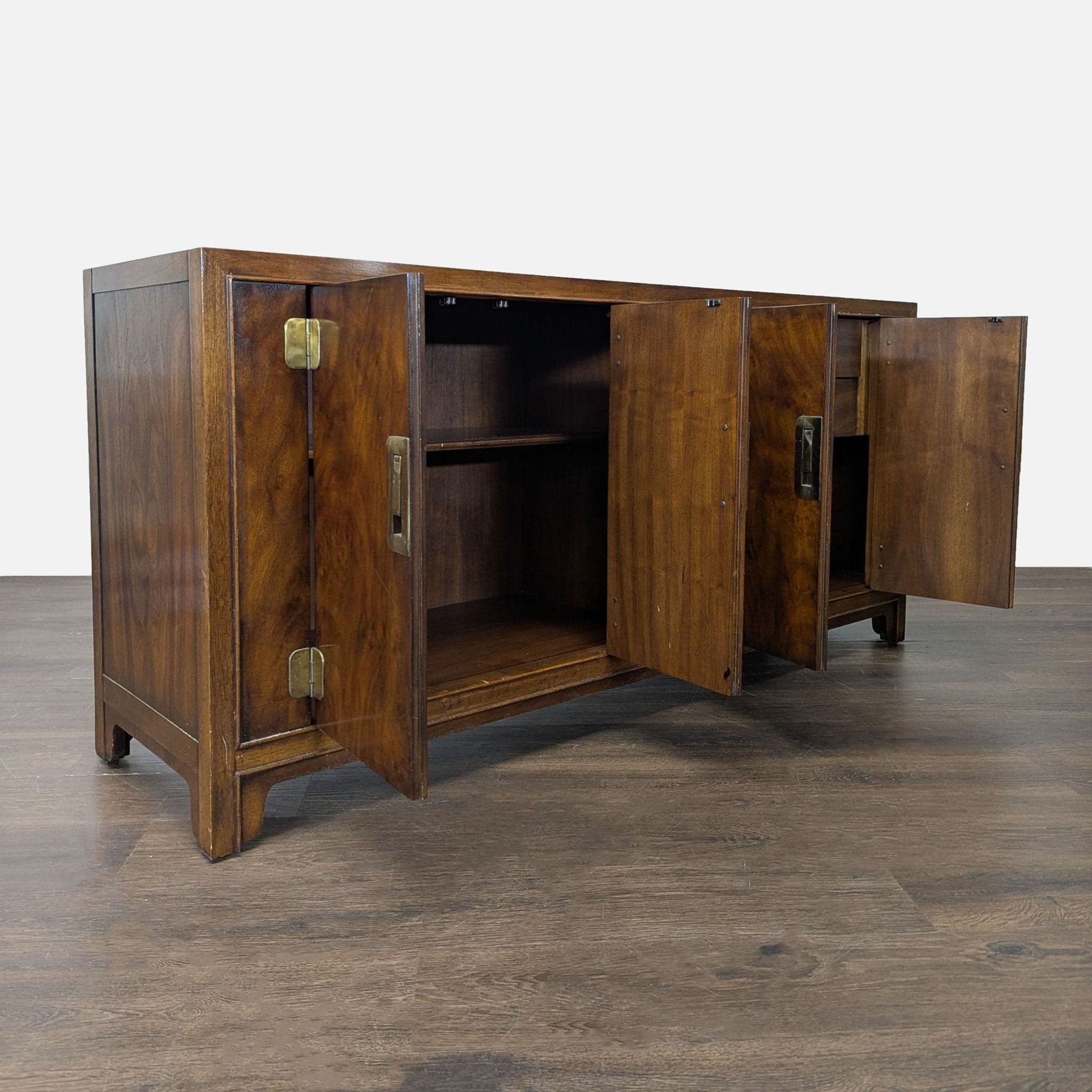 Drexel Heritage Dynasty Burl Walnut Asian-Inspired Credenza - Thumbnail 2
