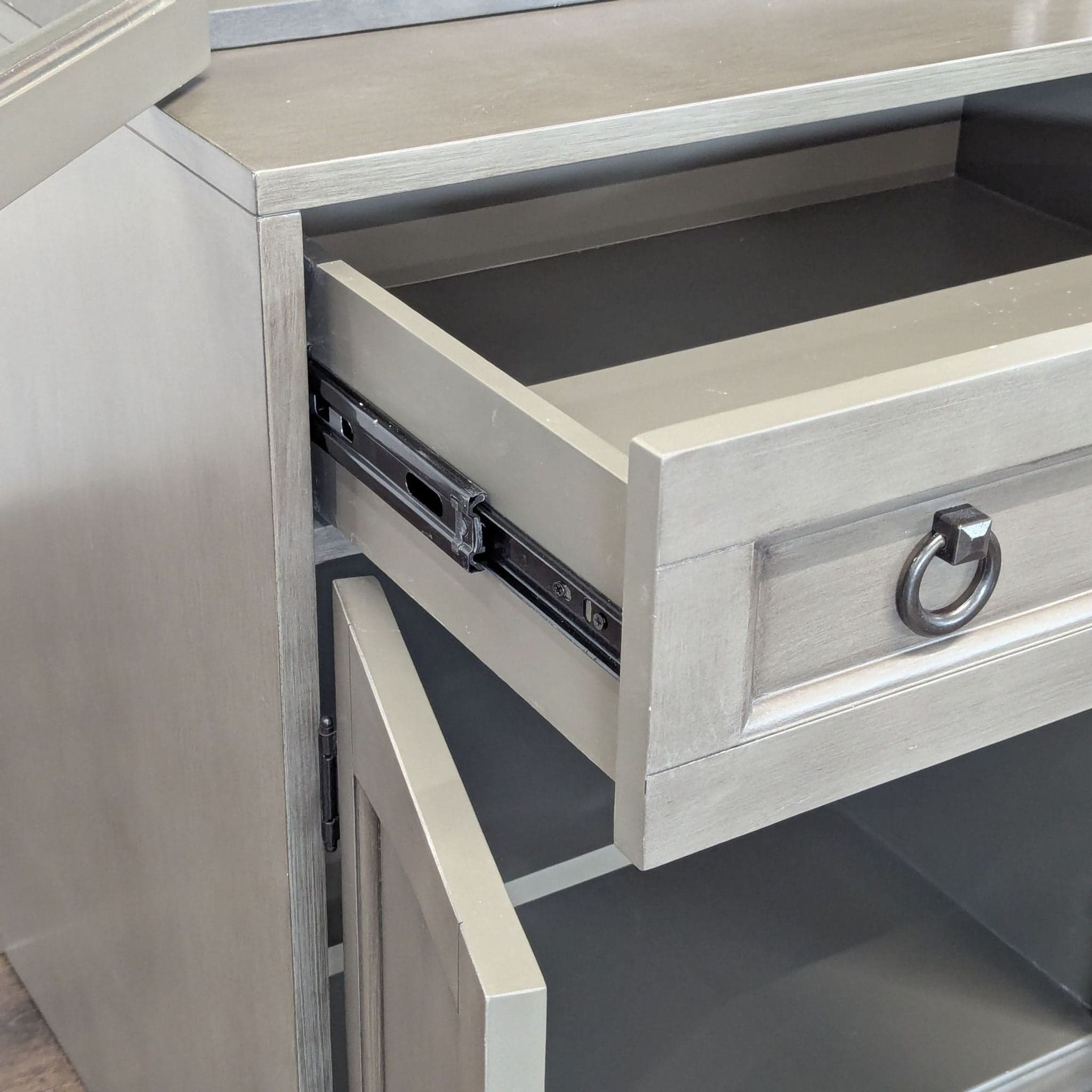 One Drawer Hutch with Glass Doors and Bottom Cabinet - Thumbnail 10