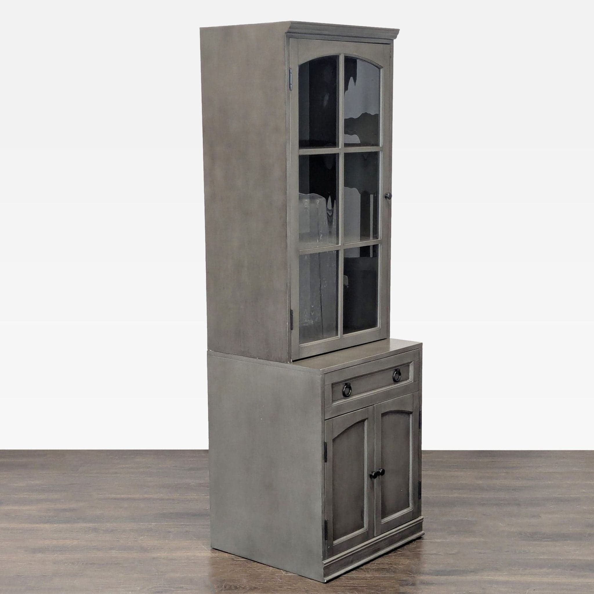 One Drawer Hutch with Glass Doors and Bottom Cabinet - Thumbnail 6