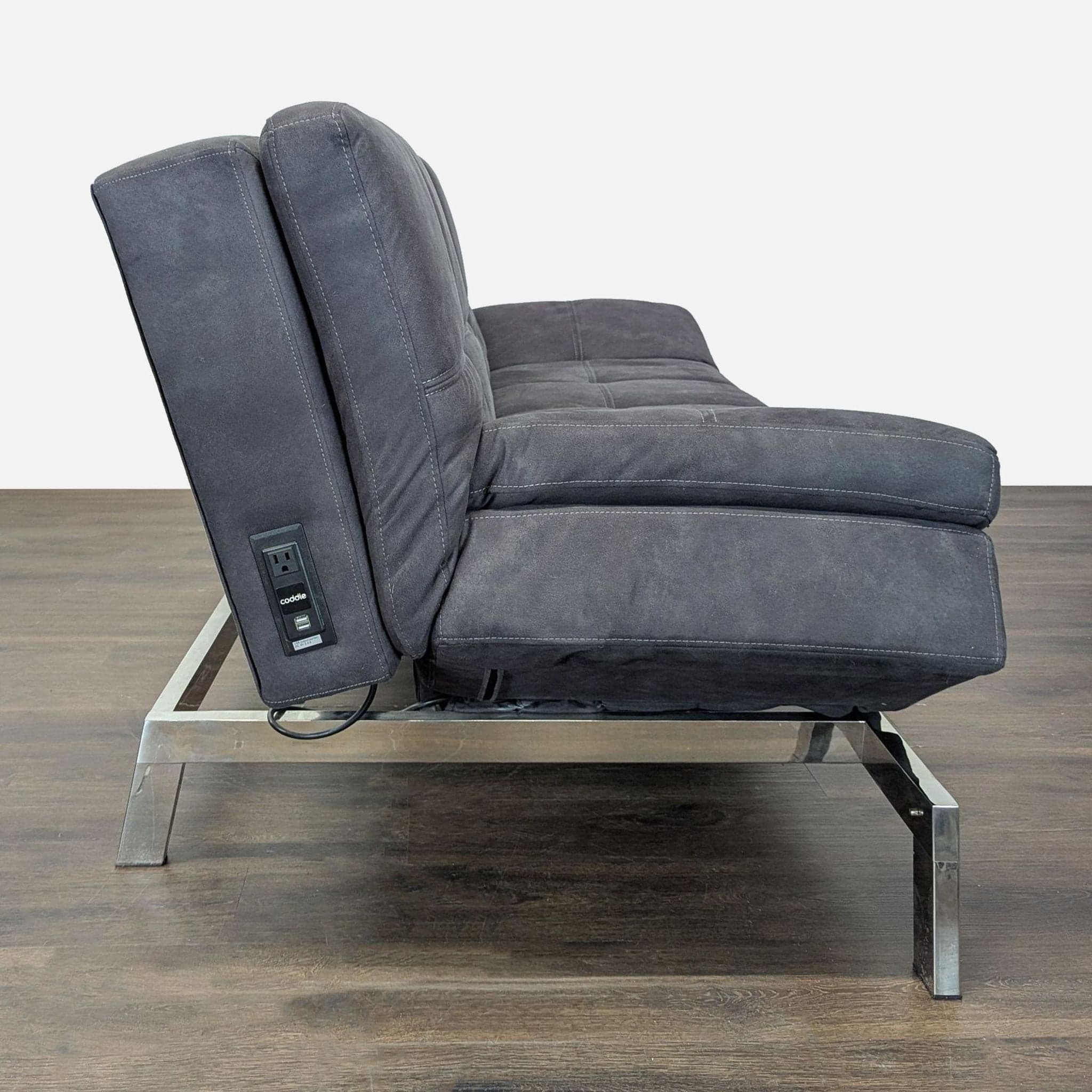 Coddle Sleeper Sofa - Modern Dark Grey Convertible Couch Bed - Thumbnail 4