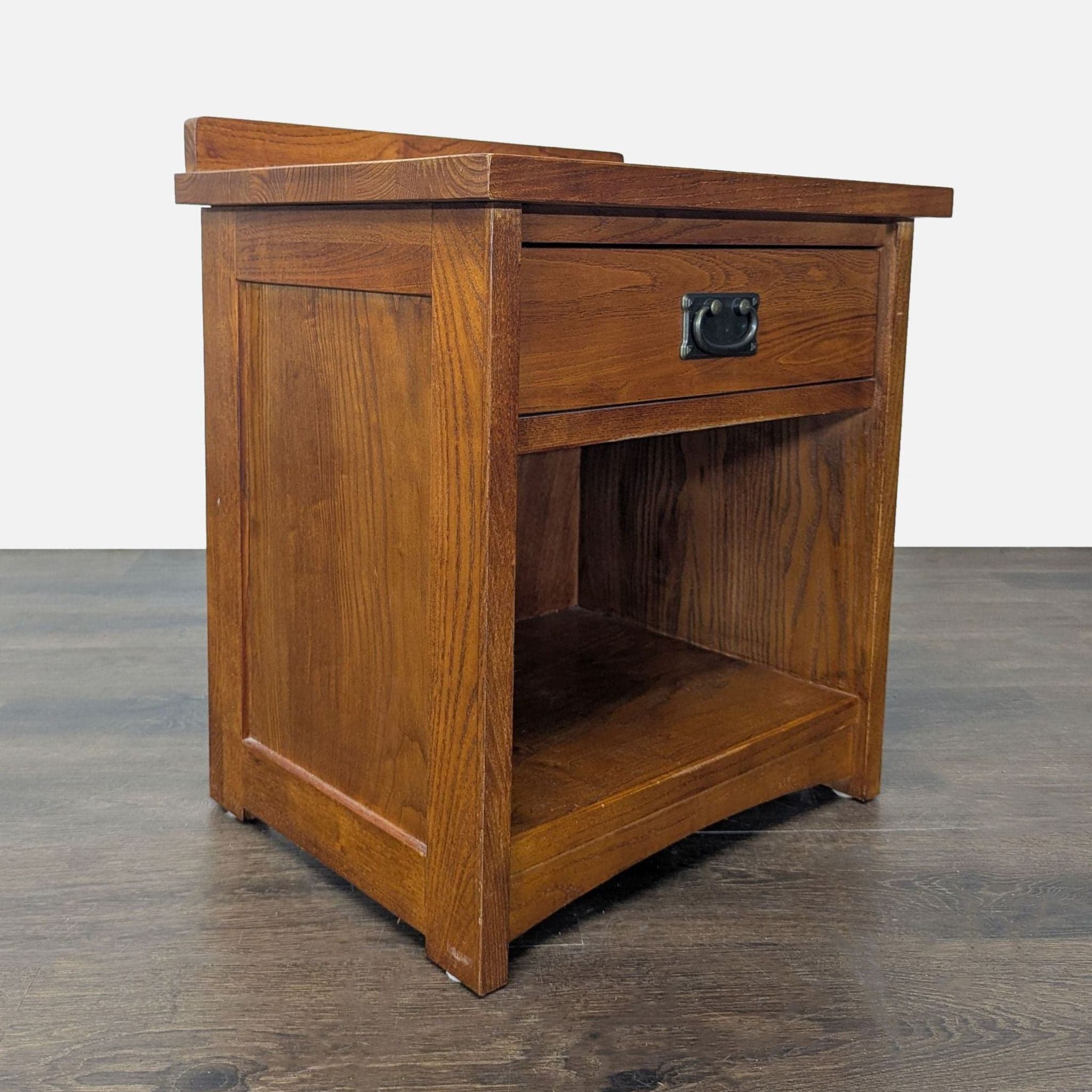 Craftsman Style One Drawer Wood Nightstand with Open Shelf - Thumbnail 6