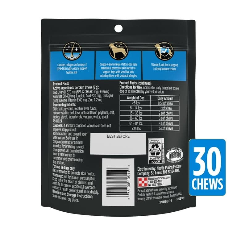Purina Pro Plan Veterinary Supplements Skin Care Dog Supplements with Omega-3 Fish Oil and EPA and DHA - Thumbnail 4