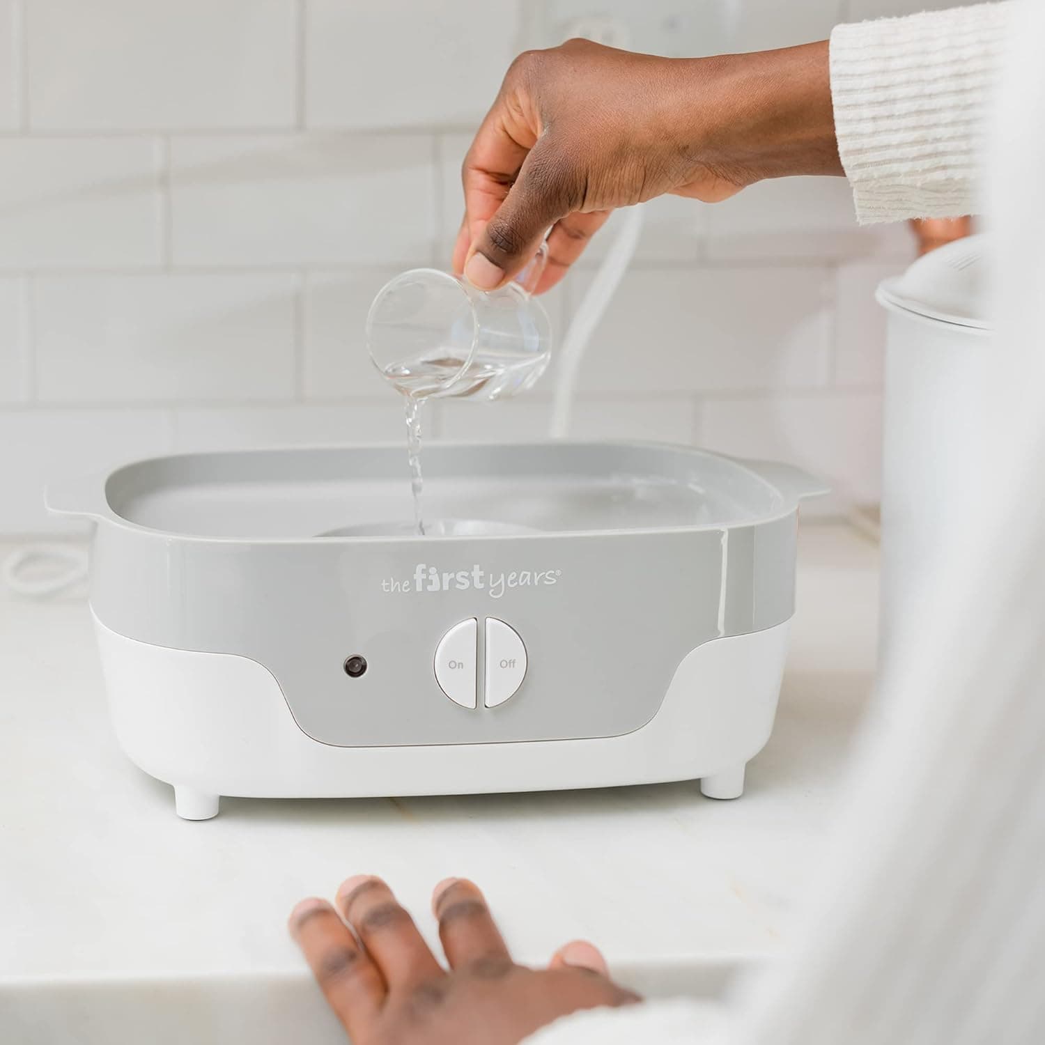 The First Years Modular Baby Bottle Sterilizer - Countertop Bottle Sterilizer - Sanitizes Baby Bottles, Baby Pacifiers, Breast Pump Parts - Baby Bottle Feeding Supplies - White - Thumbnail 5