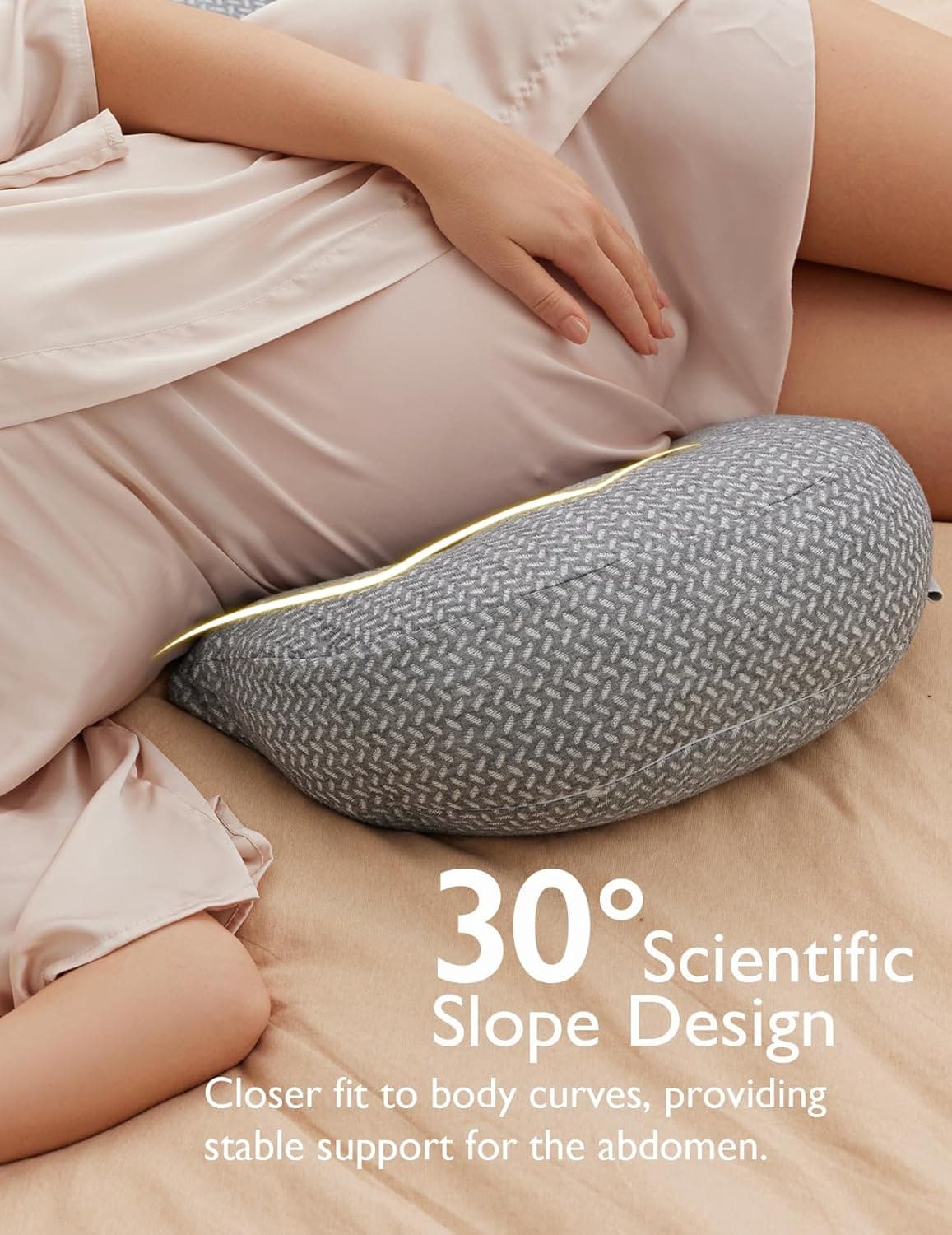 Momcozy Portable Pregnancy Pillow – W Shaped Maternity Support for Side Sleepers, Adjustable Travel Wedge Pillow for Back, Belly, and Hip Relief, Ideal for Pregnant Women, Deep Grey - Thumbnail 2