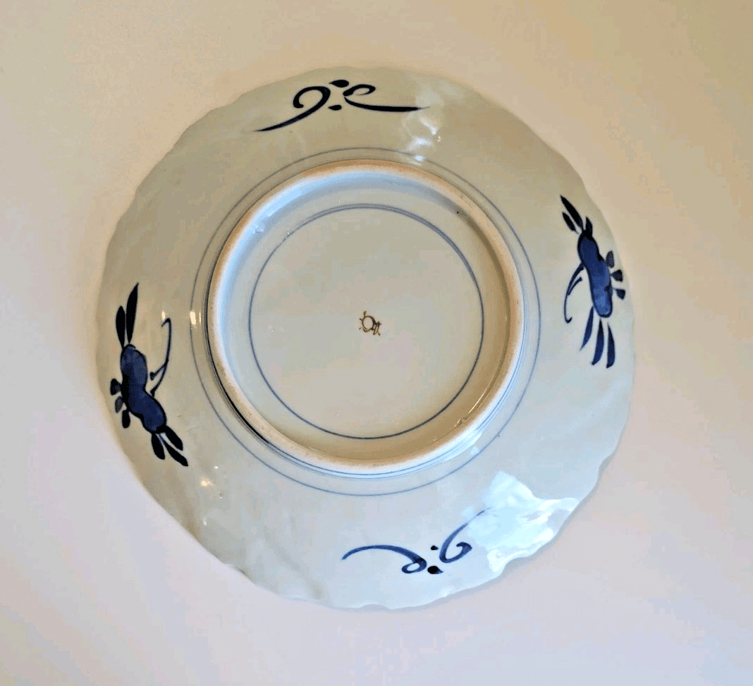 Antique Japanese Meiji Imari Scalloped Fan Plate Red Treasure Vase Mark 11" - Thumbnail 9