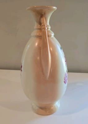 Antique Victoria Austria Yellow Floral Vase 13.5" c. 1904 - 1918 - Thumbnail 4