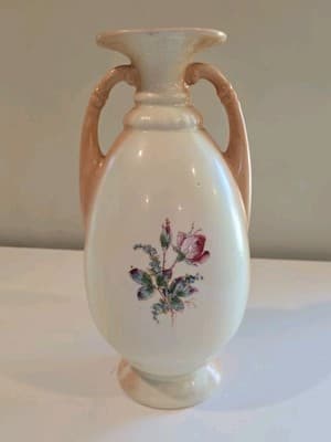 Antique Victoria Austria Yellow Floral Vase 13.5" c. 1904 - 1918 - Thumbnail 3