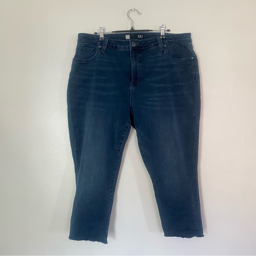Kut from the Kloth Dark Blue Ankle Crop Jeans - Thumbnail 6