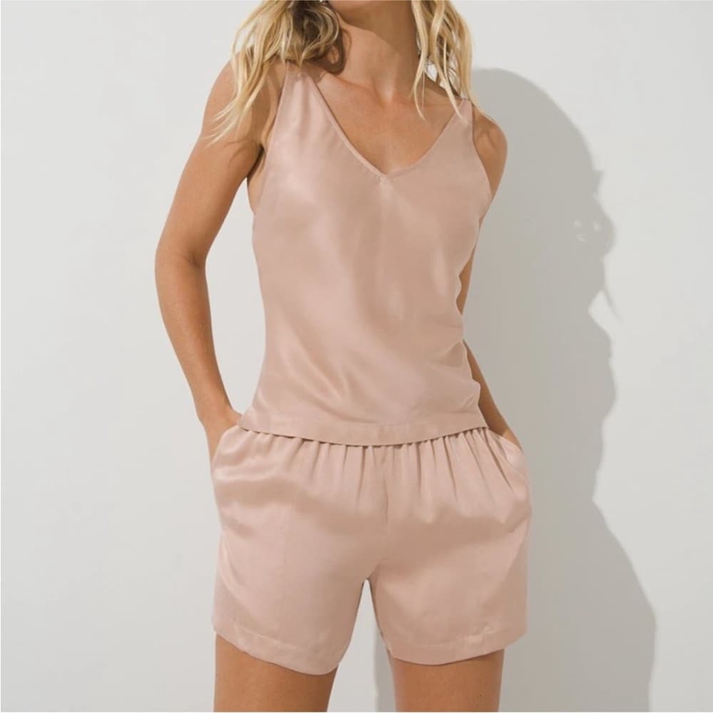 Soma Blush Pink Satin V-Neck Cami & Shorts Pajama Set - Thumbnail 16