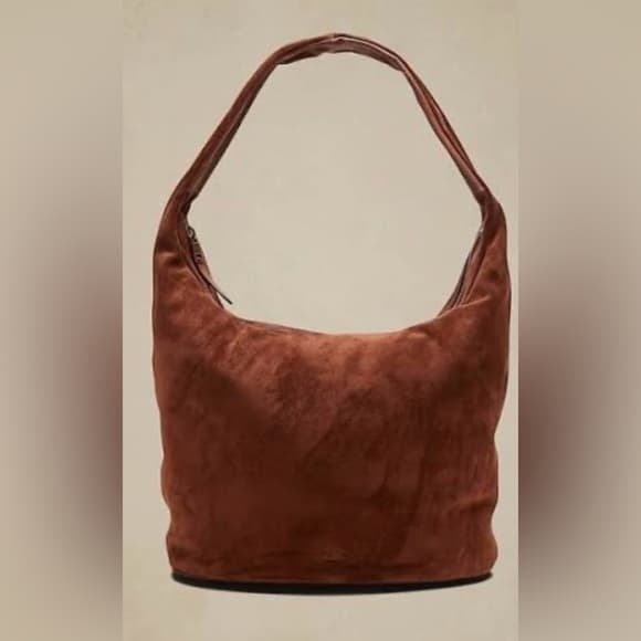 Banana Republic Suede Brown Clutch - Thumbnail 13