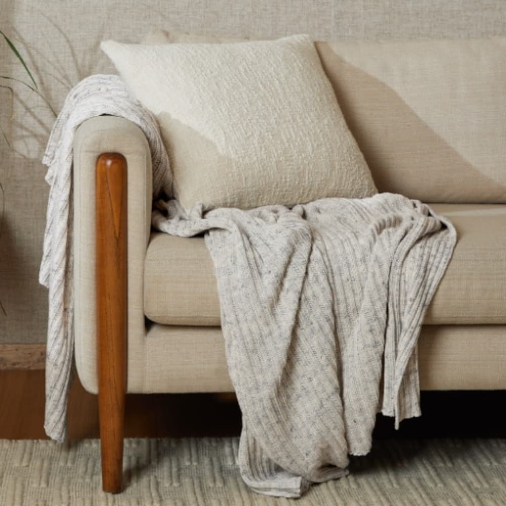 Parachute Ribbed Knit Throw Blanket in Mustard - Thumbnail 4