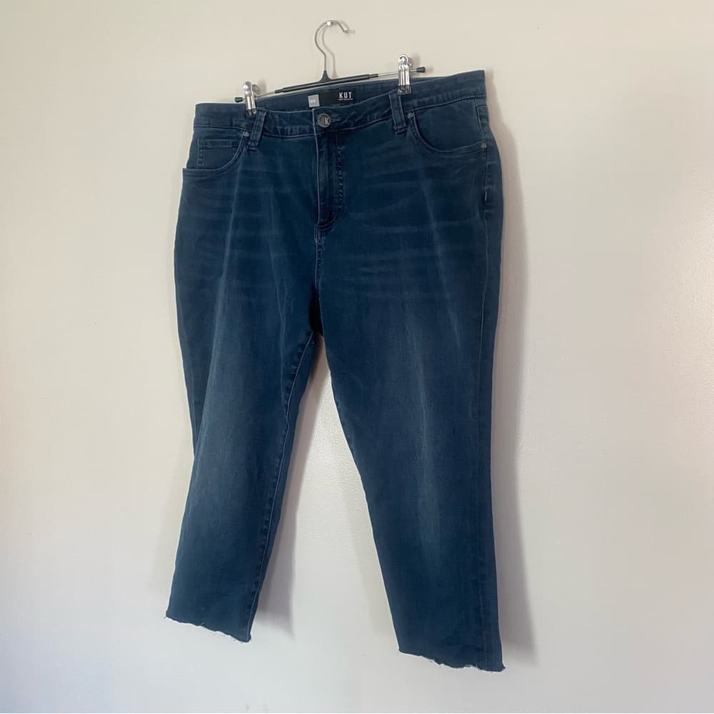 Kut from the Kloth Dark Blue Ankle Crop Jeans - Thumbnail 2