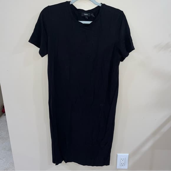 Theory Black Short Sleeve Shift Dress - Thumbnail 5