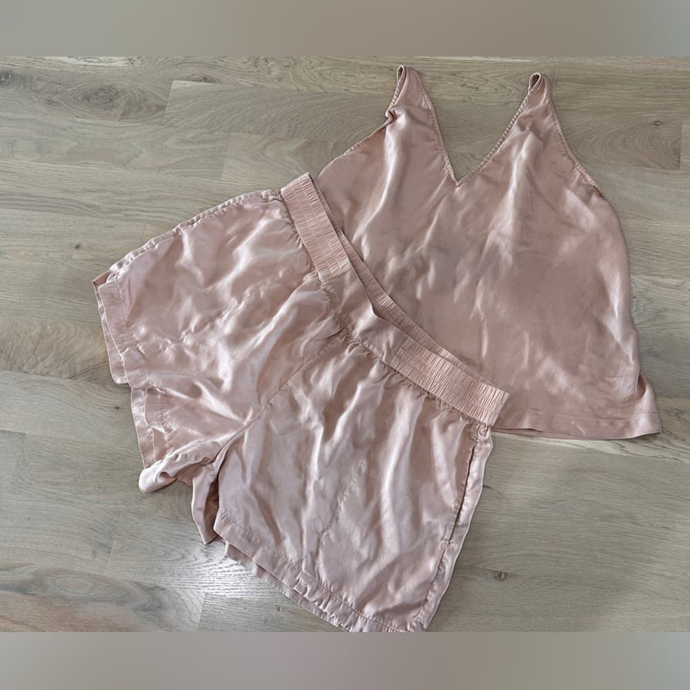 Soma Blush Pink Satin V-Neck Cami & Shorts Pajama Set - Thumbnail 4