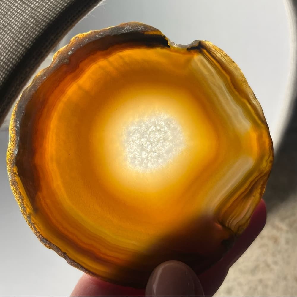 Polished Agate Stone Coaster - Brown and Gray - Thumbnail 4