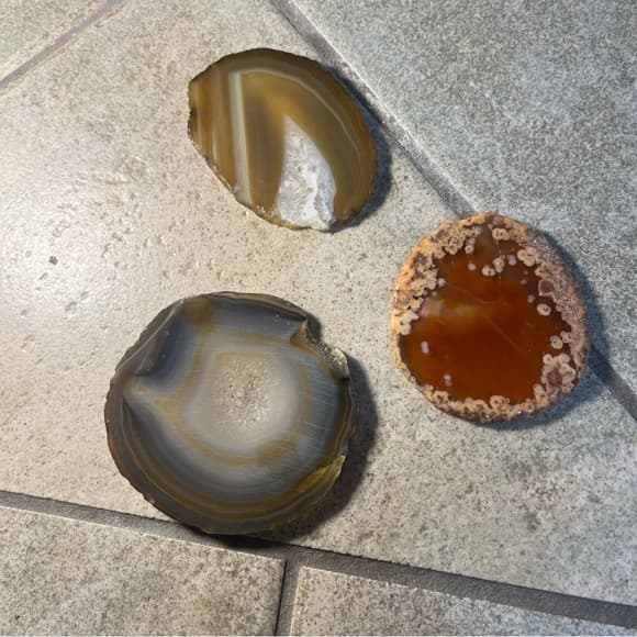 Polished Agate Stone Coaster - Brown and Gray - Thumbnail 9