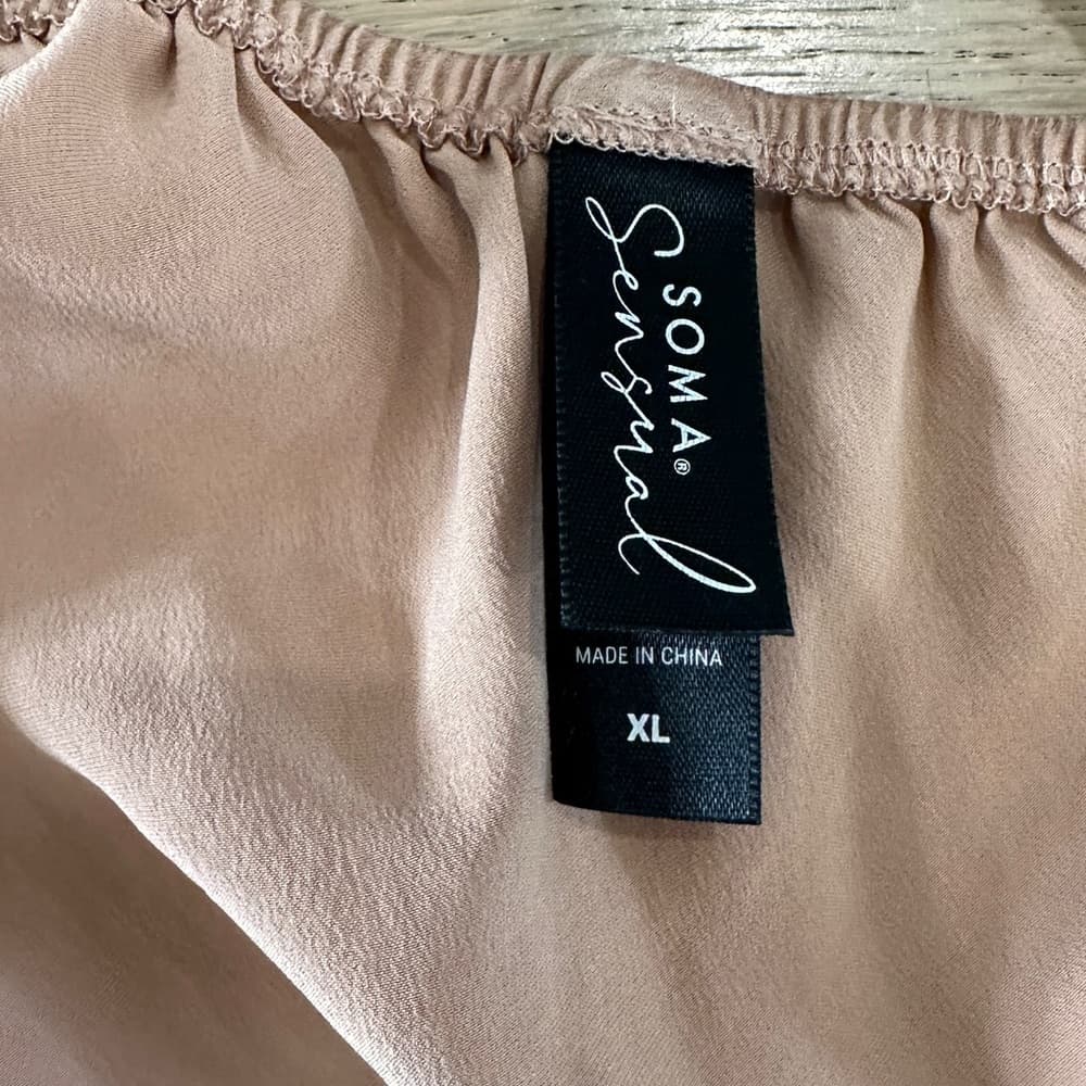Soma Blush Pink Satin V-Neck Cami & Shorts Pajama Set - Thumbnail 5