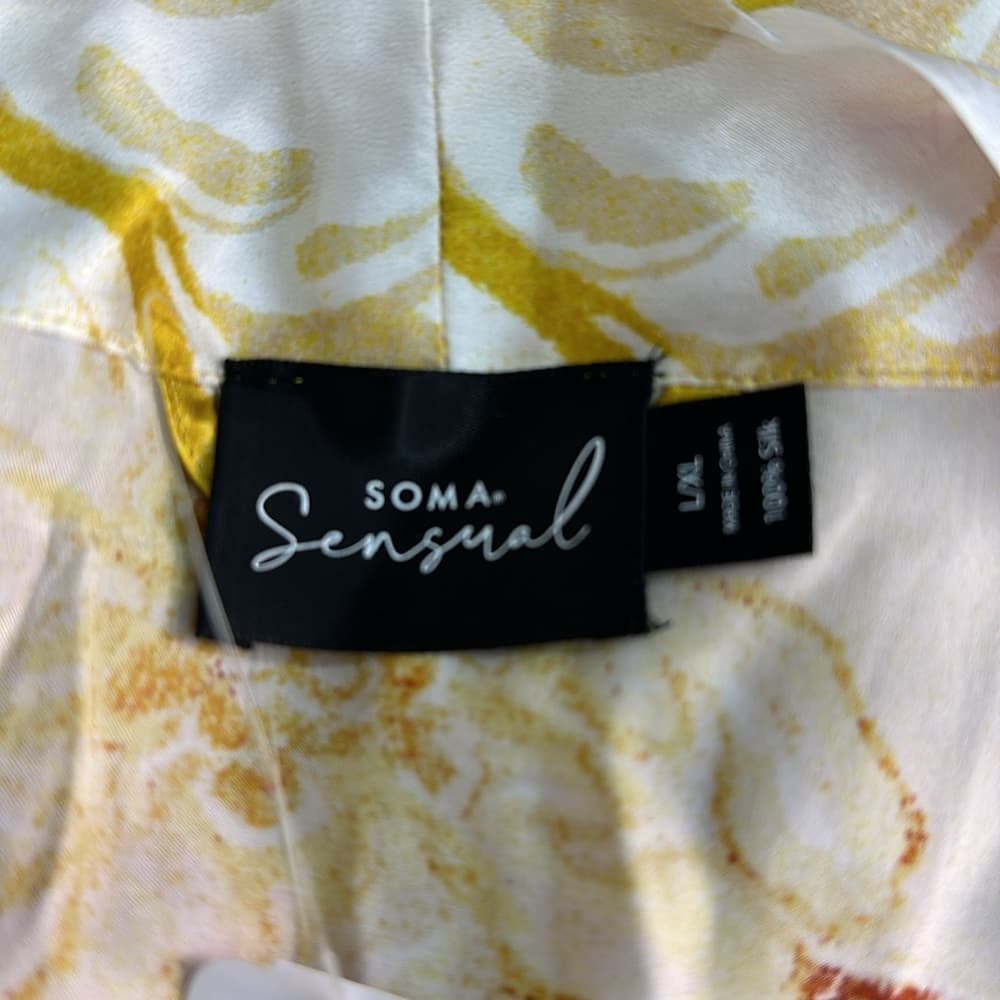 Soma Floral Satin Kimono Robe in Pink, Yellow & Cream - Thumbnail 11