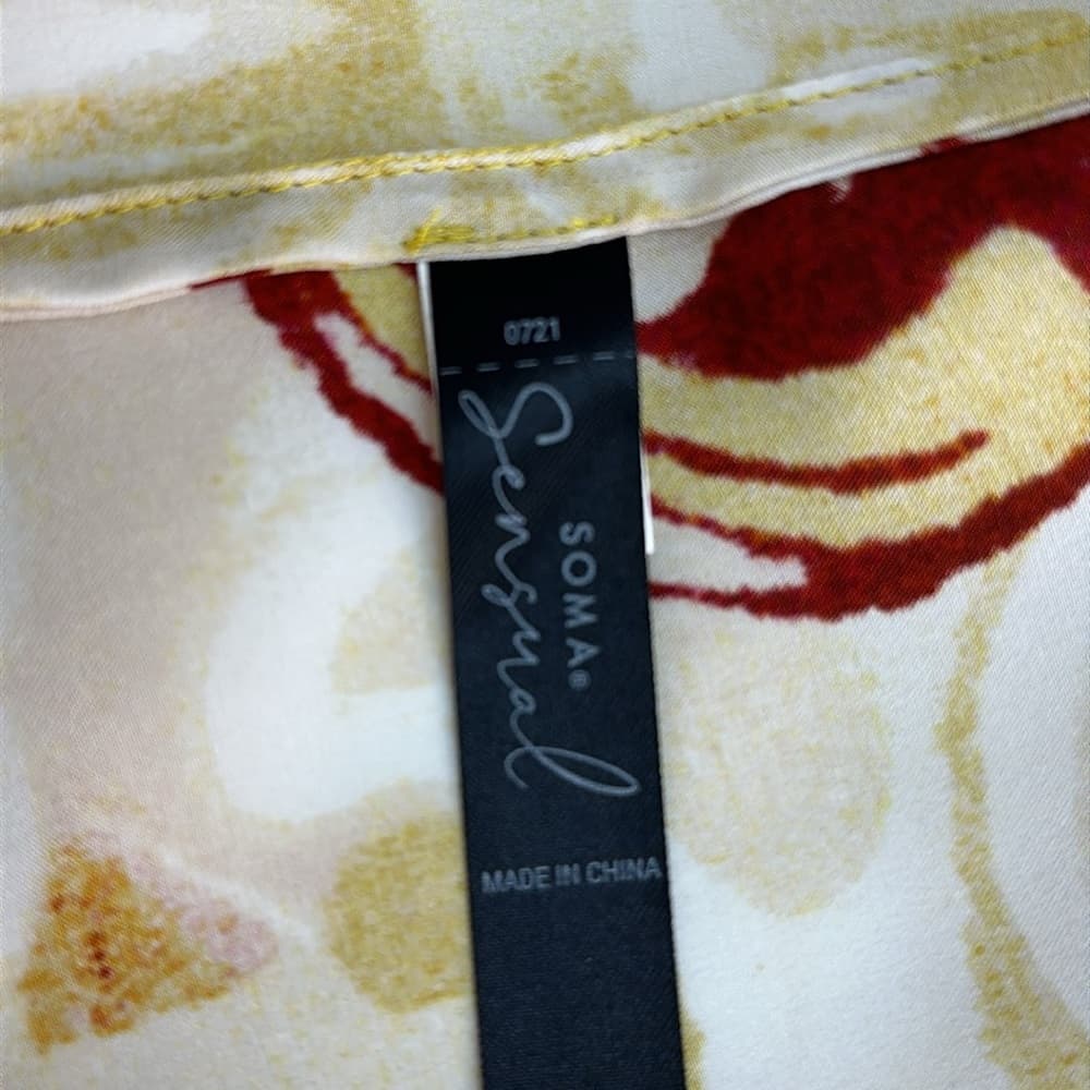 Soma Floral Satin Kimono Robe in Pink, Yellow & Cream - Thumbnail 12