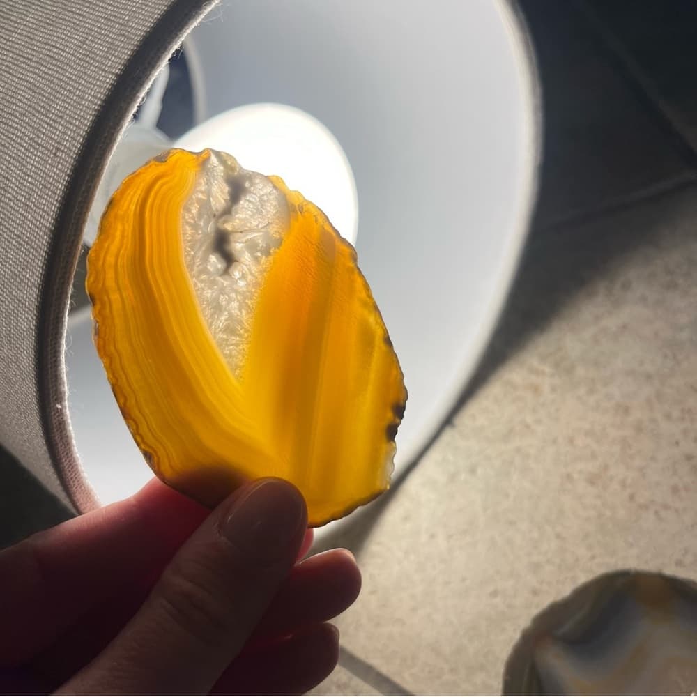 Polished Agate Stone Coaster - Brown and Gray - Thumbnail 2
